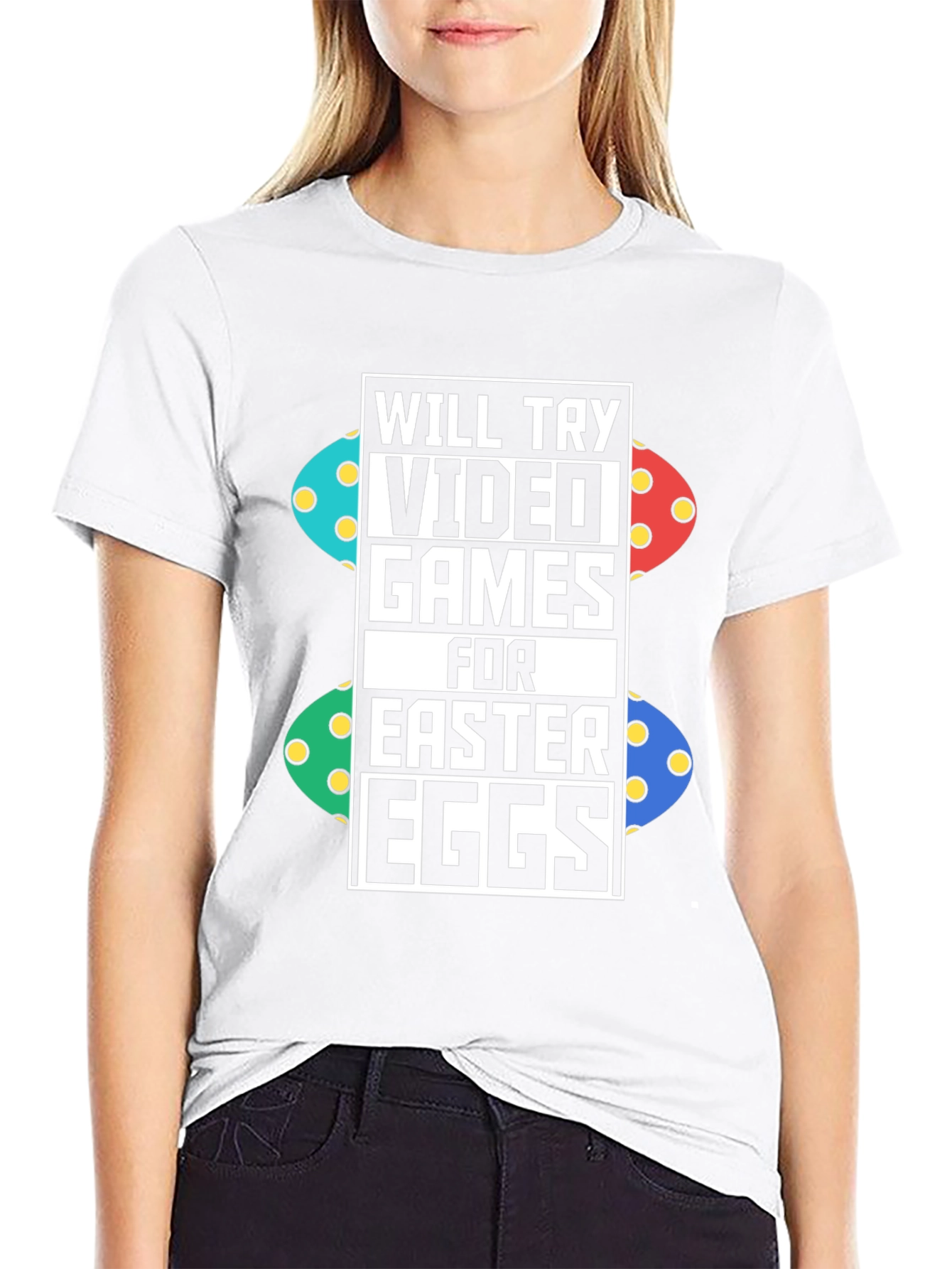 Video Games for Easter Eggs Black T-Shirt
