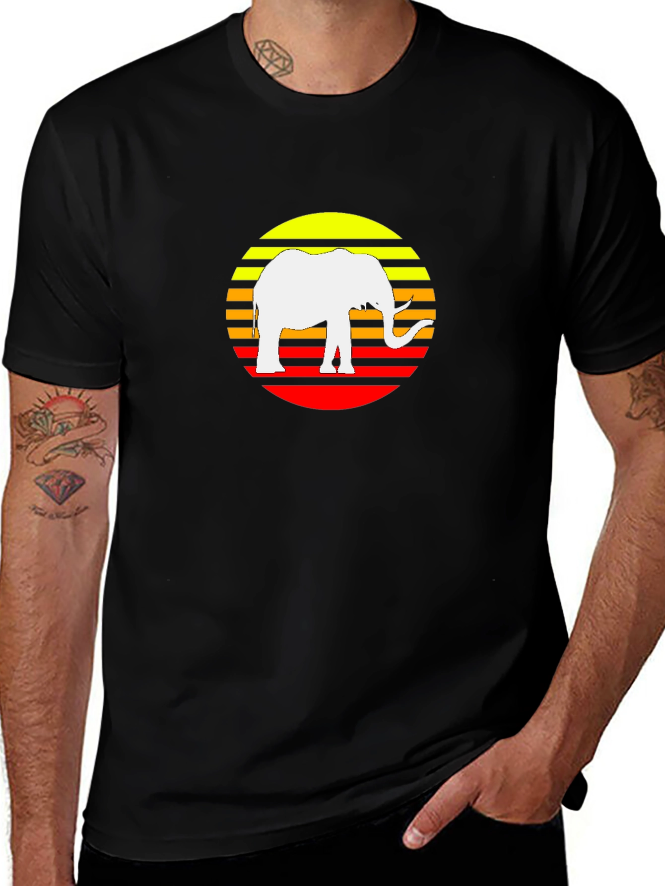 Elephant Sunset Graphic Tee