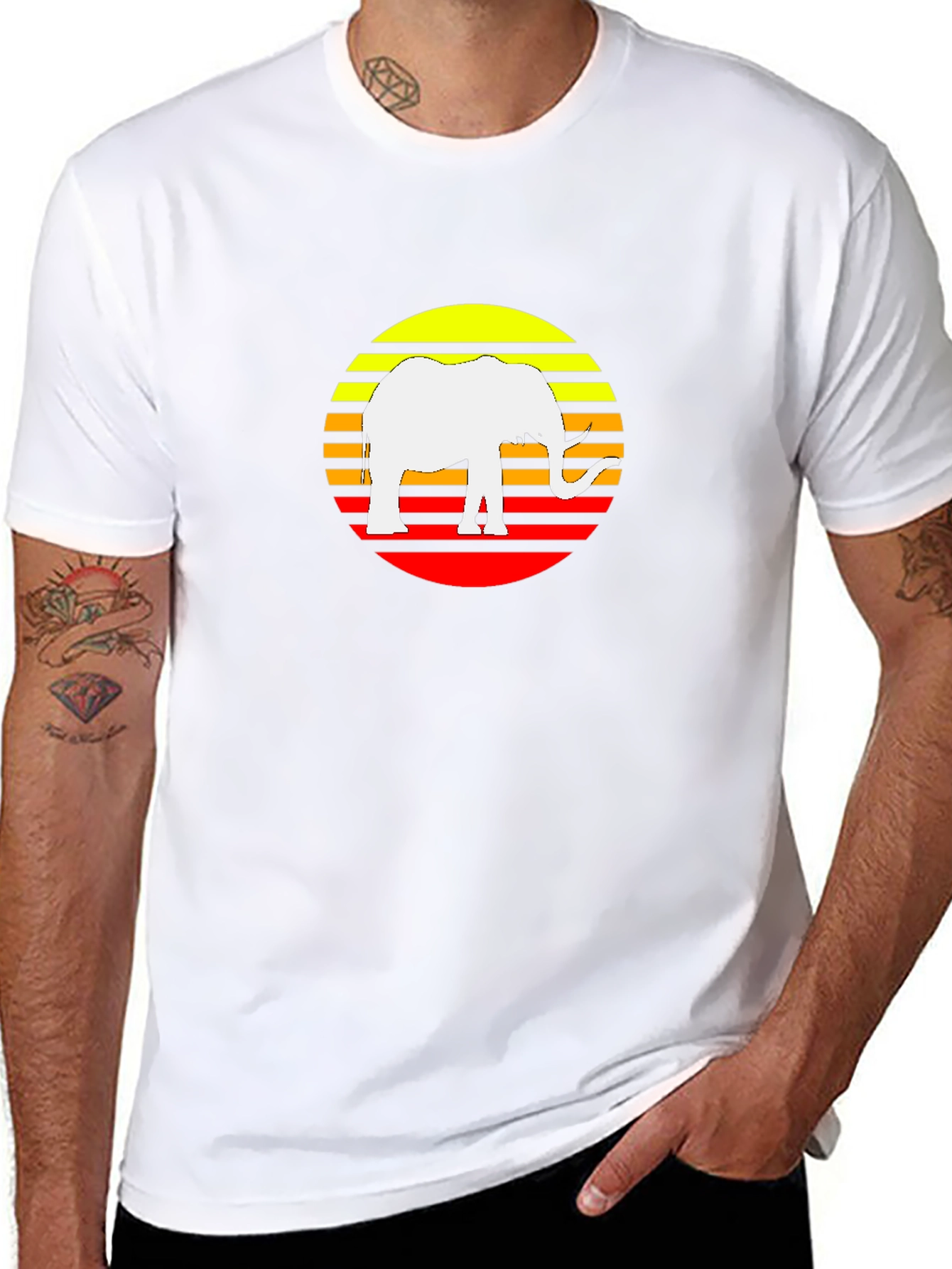 Elephant Sunset Graphic Tee