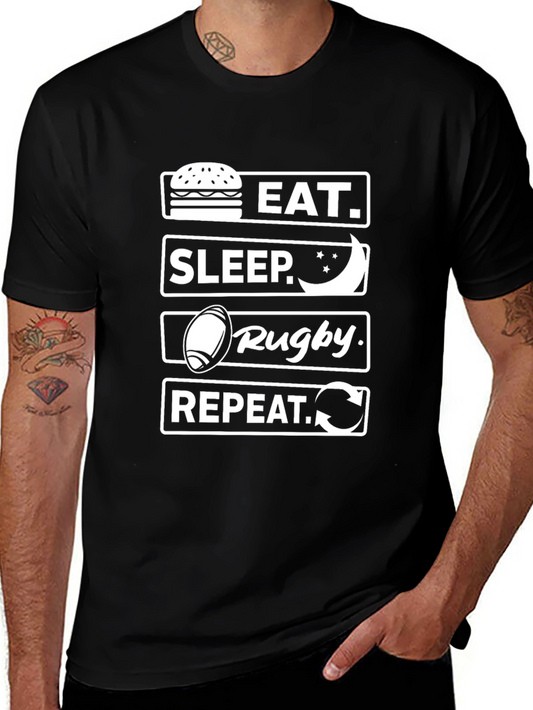 Eat Sleep Rugby Repeat Funny T-Shirt