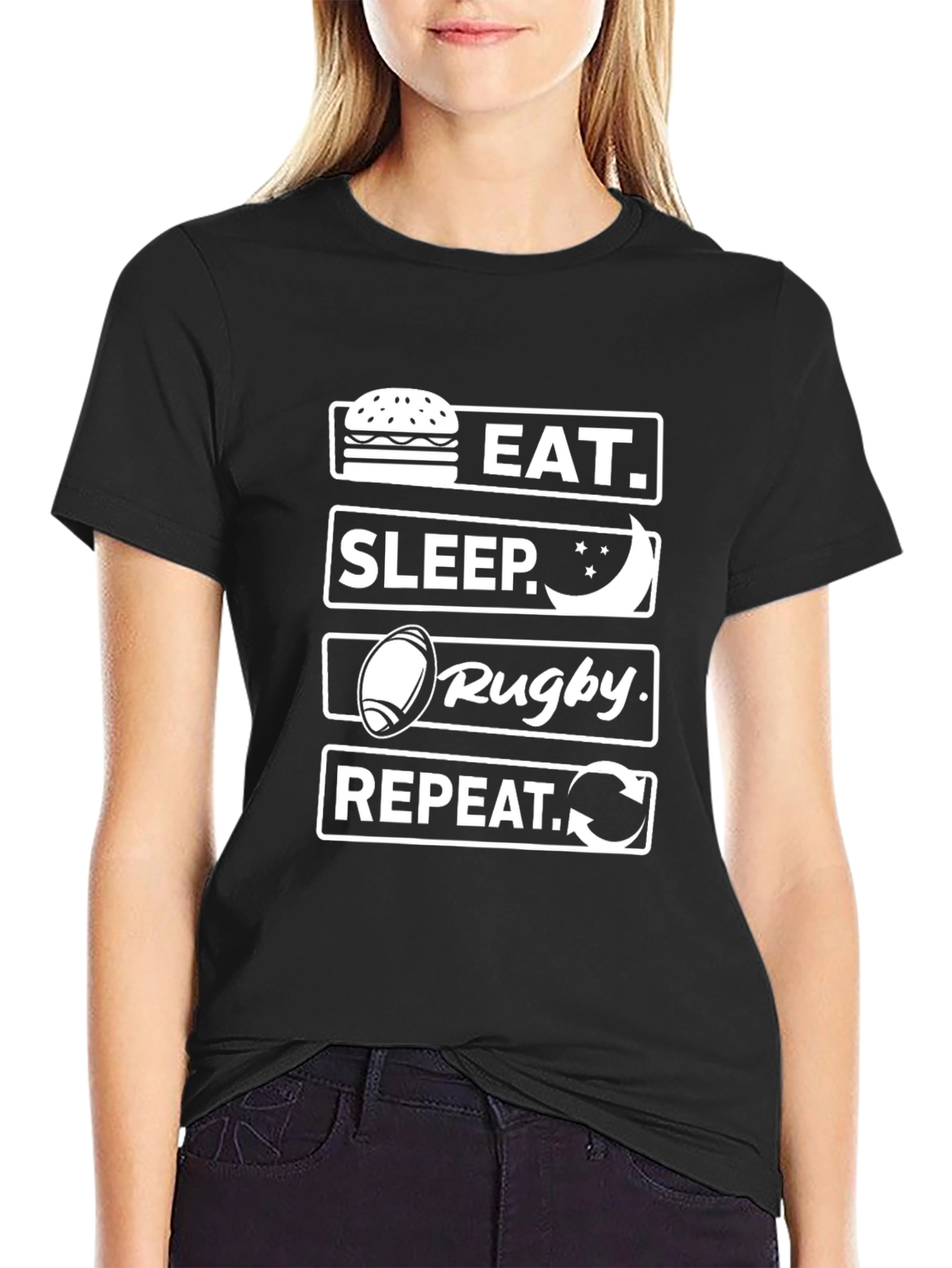 Eat Sleep Rugby Repeat Funny T-Shirt
