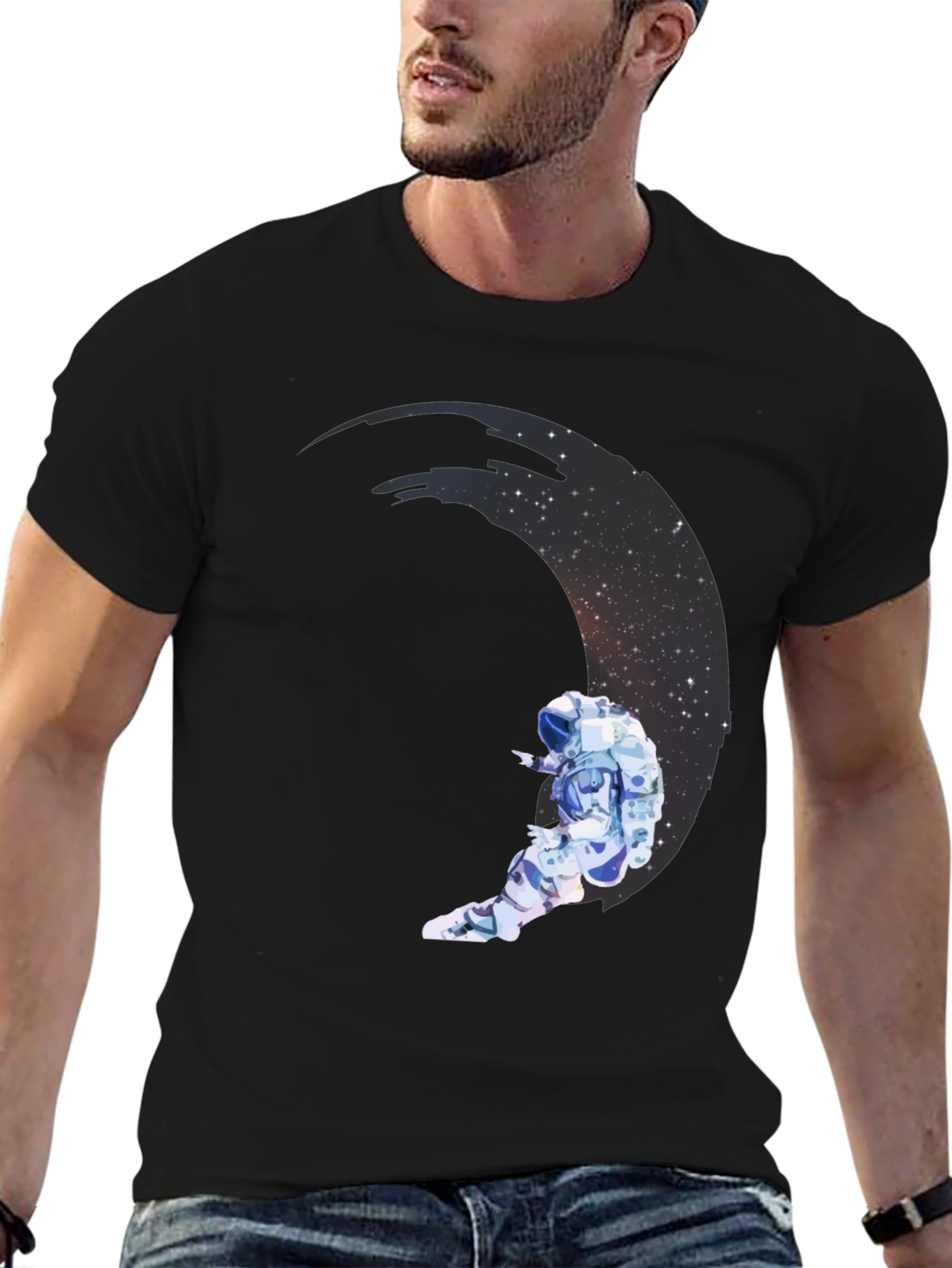 Astronaut Moon Graphic Black Tee