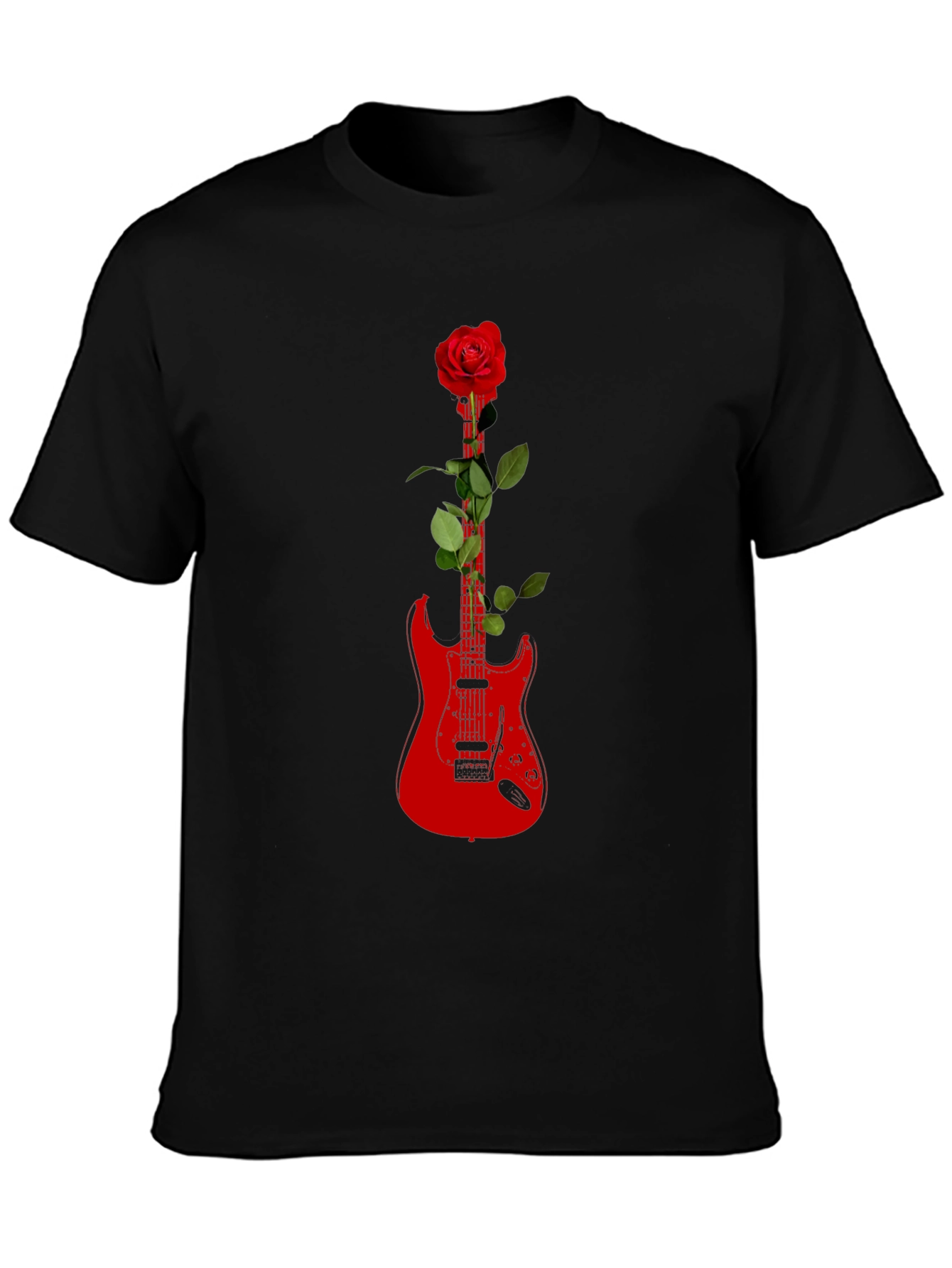 Guitar Rose Graphic Tee - Black T-Shirt