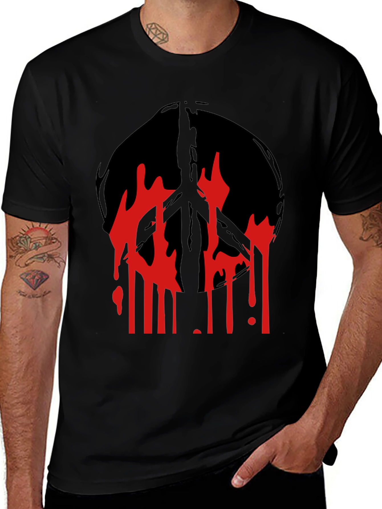 Edgy Peace Sign Graphic T-Shirt