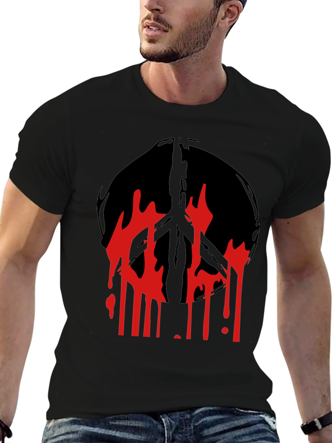Edgy Peace Sign Graphic T-Shirt