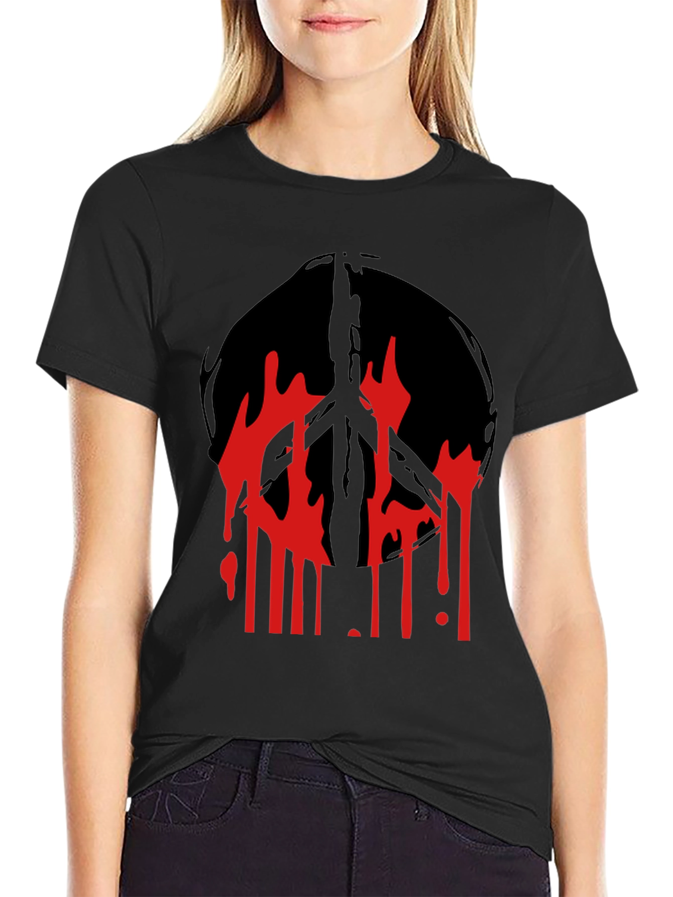 Edgy Peace Sign Graphic T-Shirt