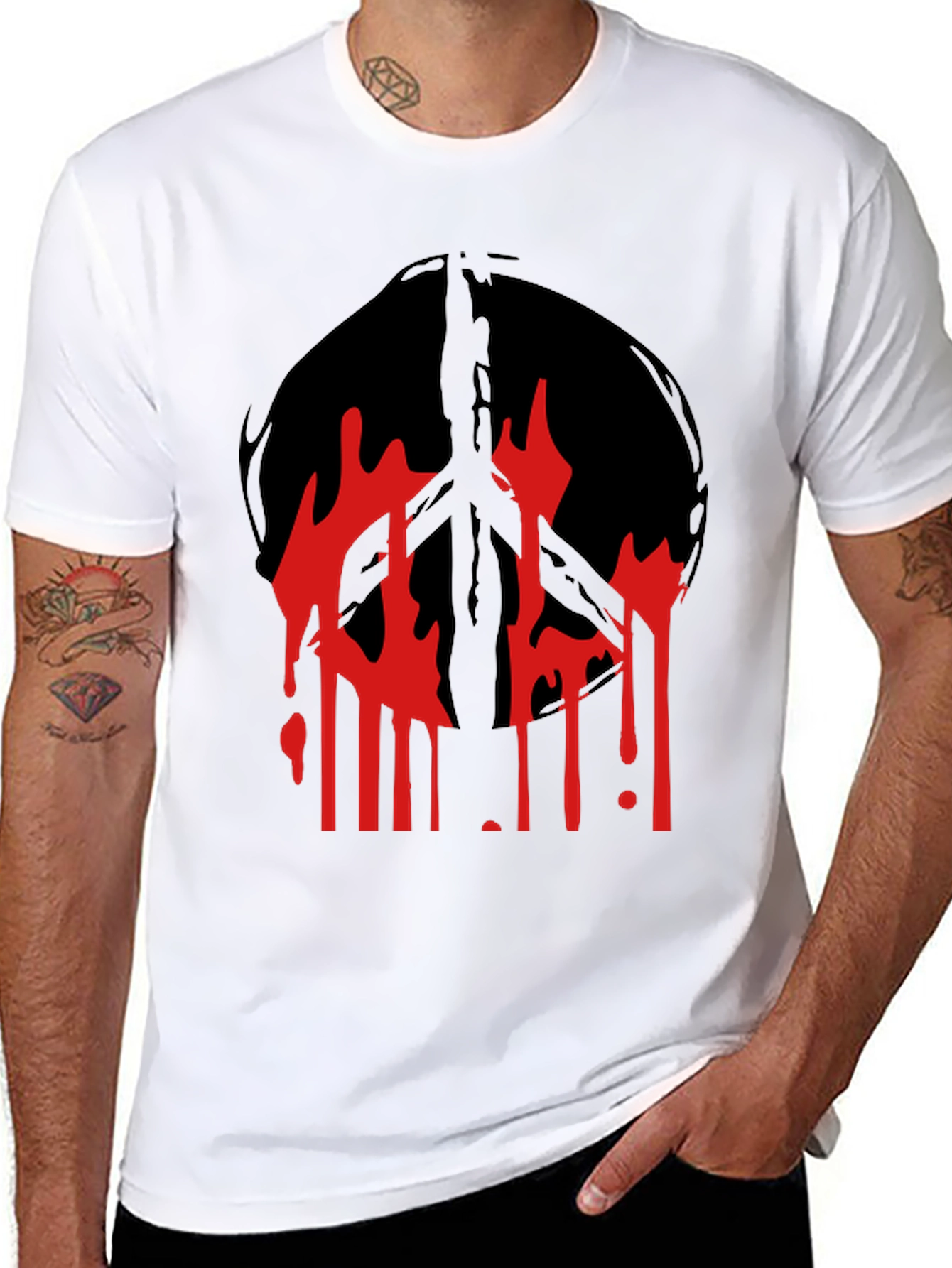 Edgy Peace Sign Graphic T-Shirt