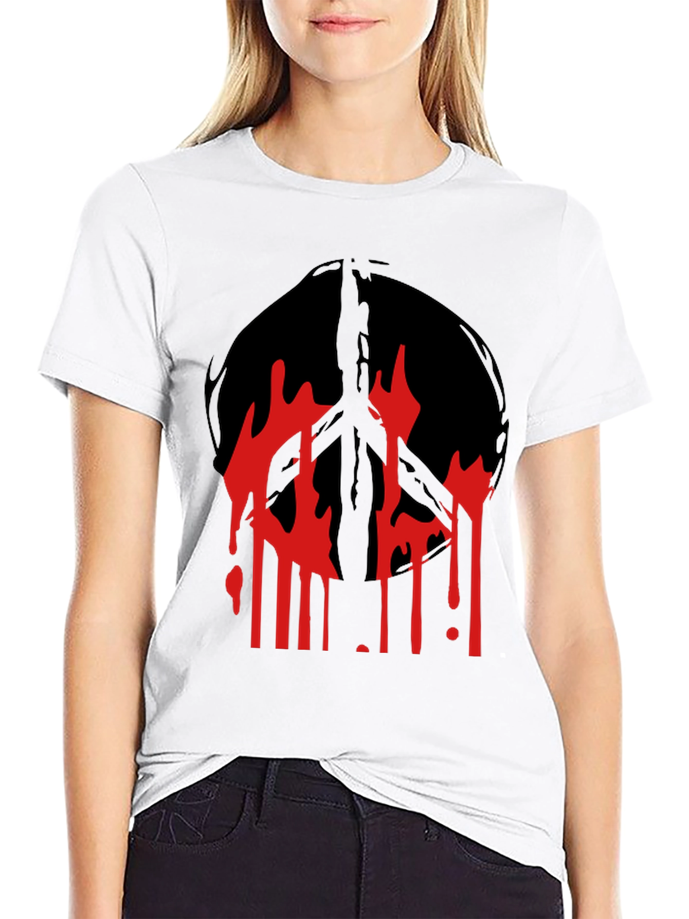 Edgy Peace Sign Graphic T-Shirt