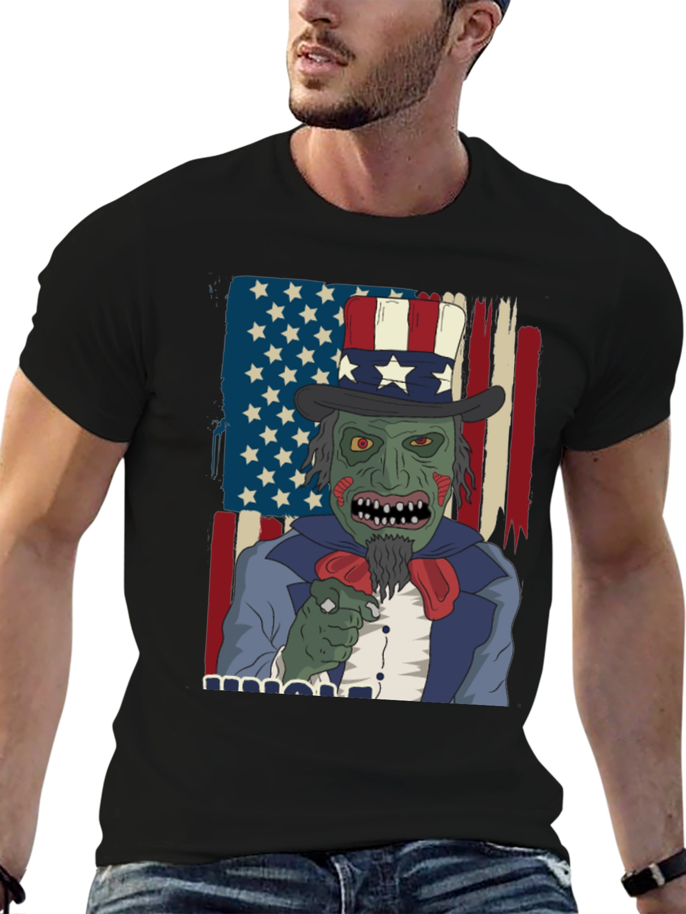 Zombie Uncle Sam Mens Graphic Tee