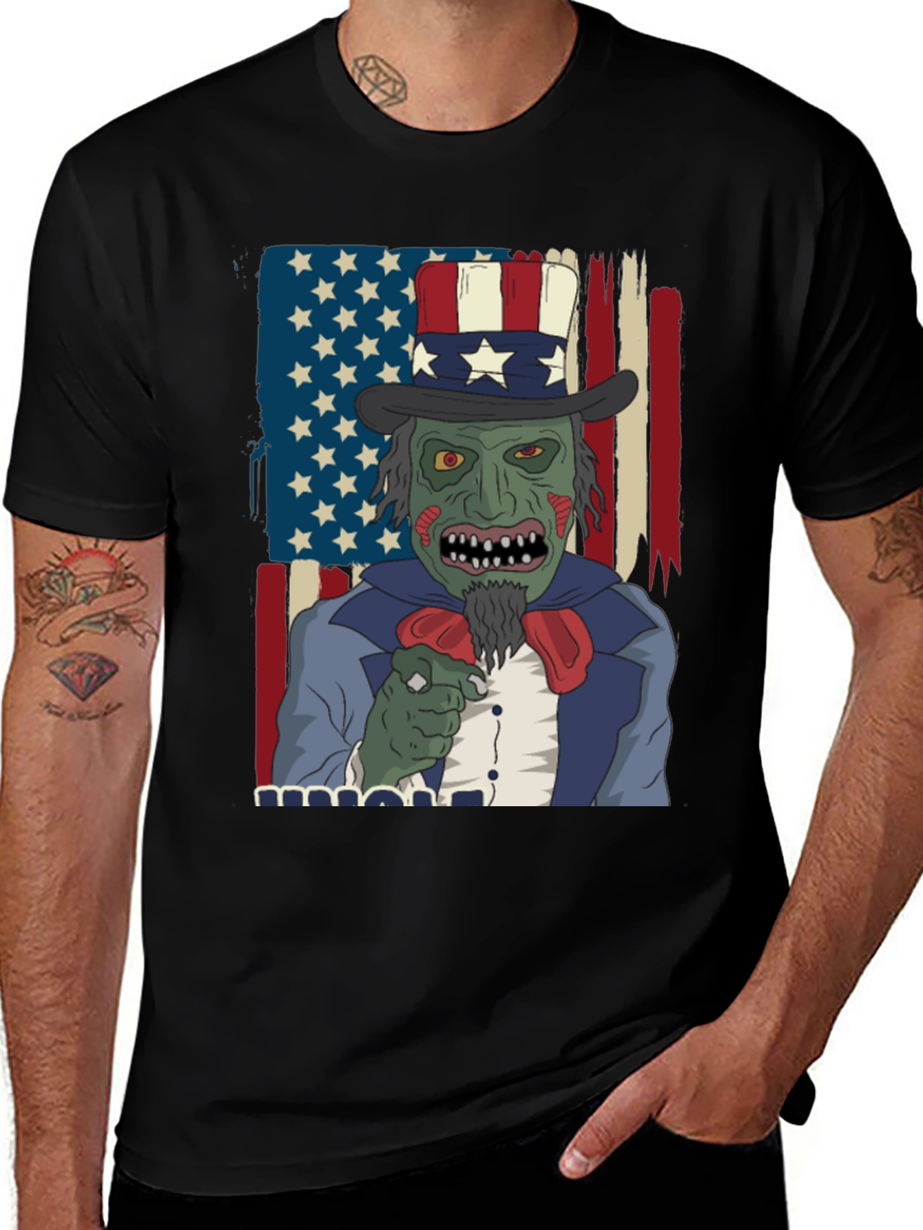 Zombie Uncle Sam Mens Graphic Tee