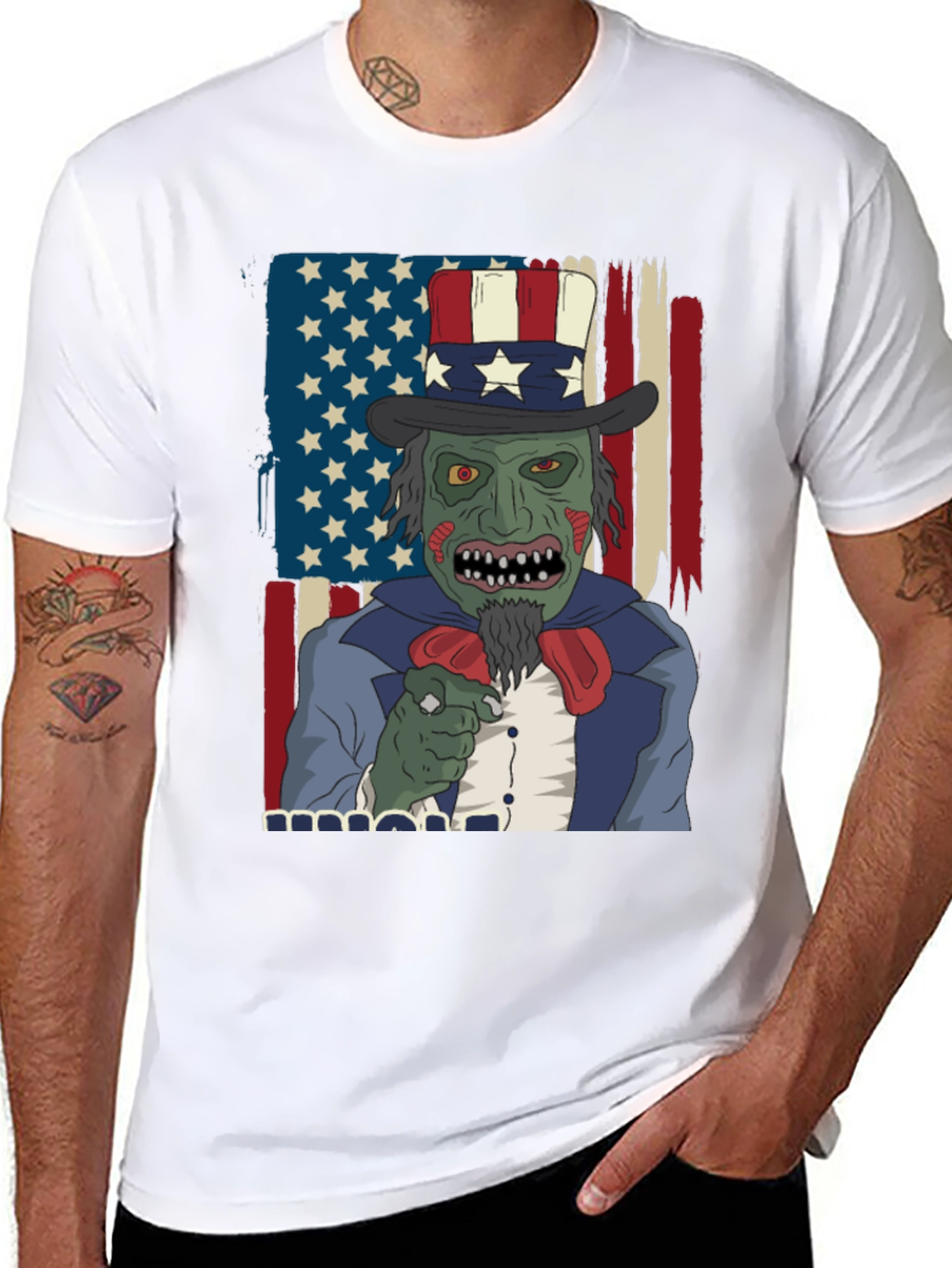 Zombie Uncle Sam Mens Graphic Tee