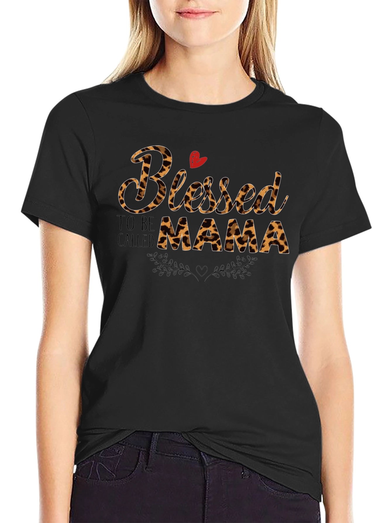 Blessed Mama Leopard Print Graphic Tee