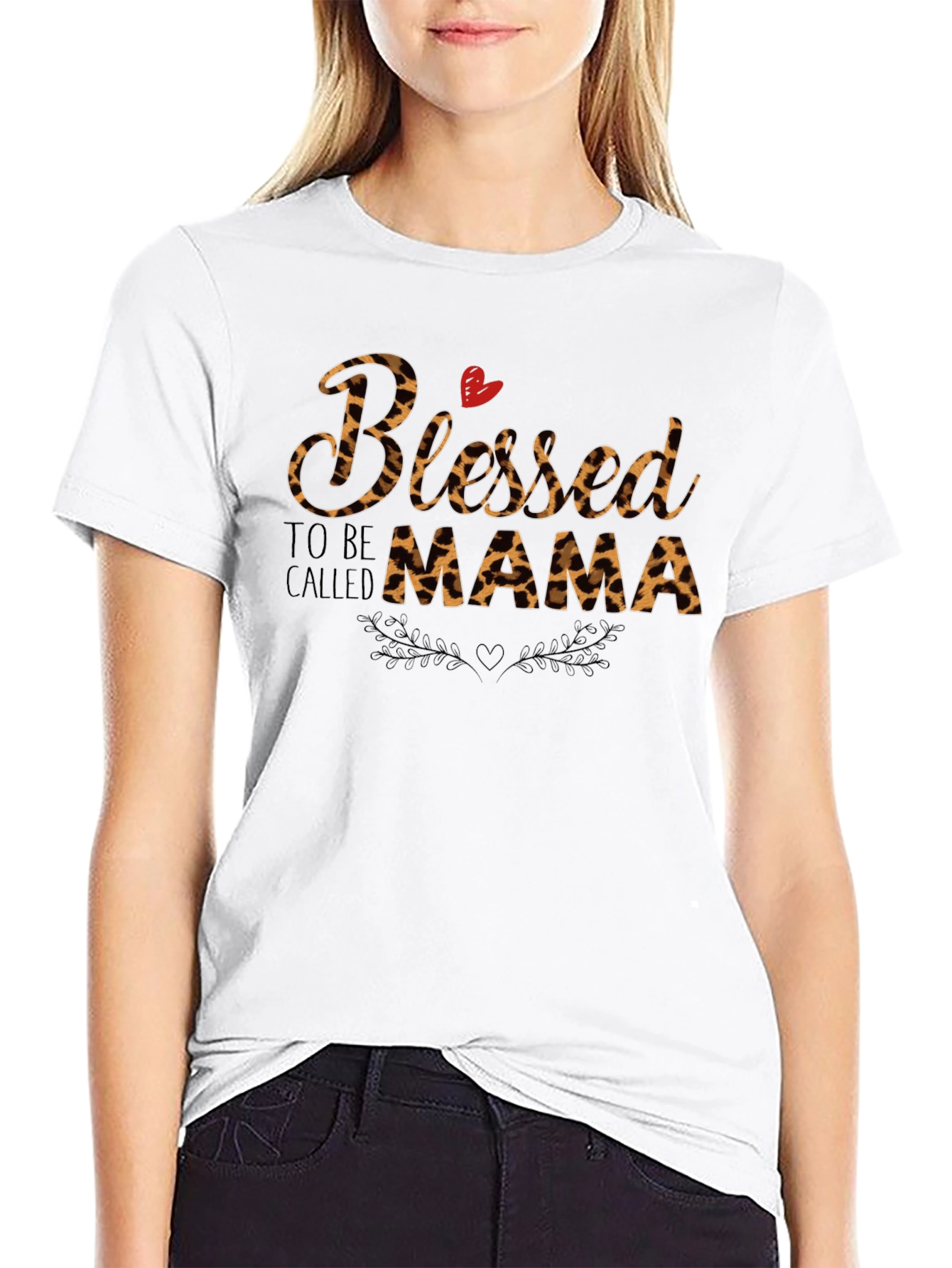 Blessed Mama Leopard Print Graphic Tee