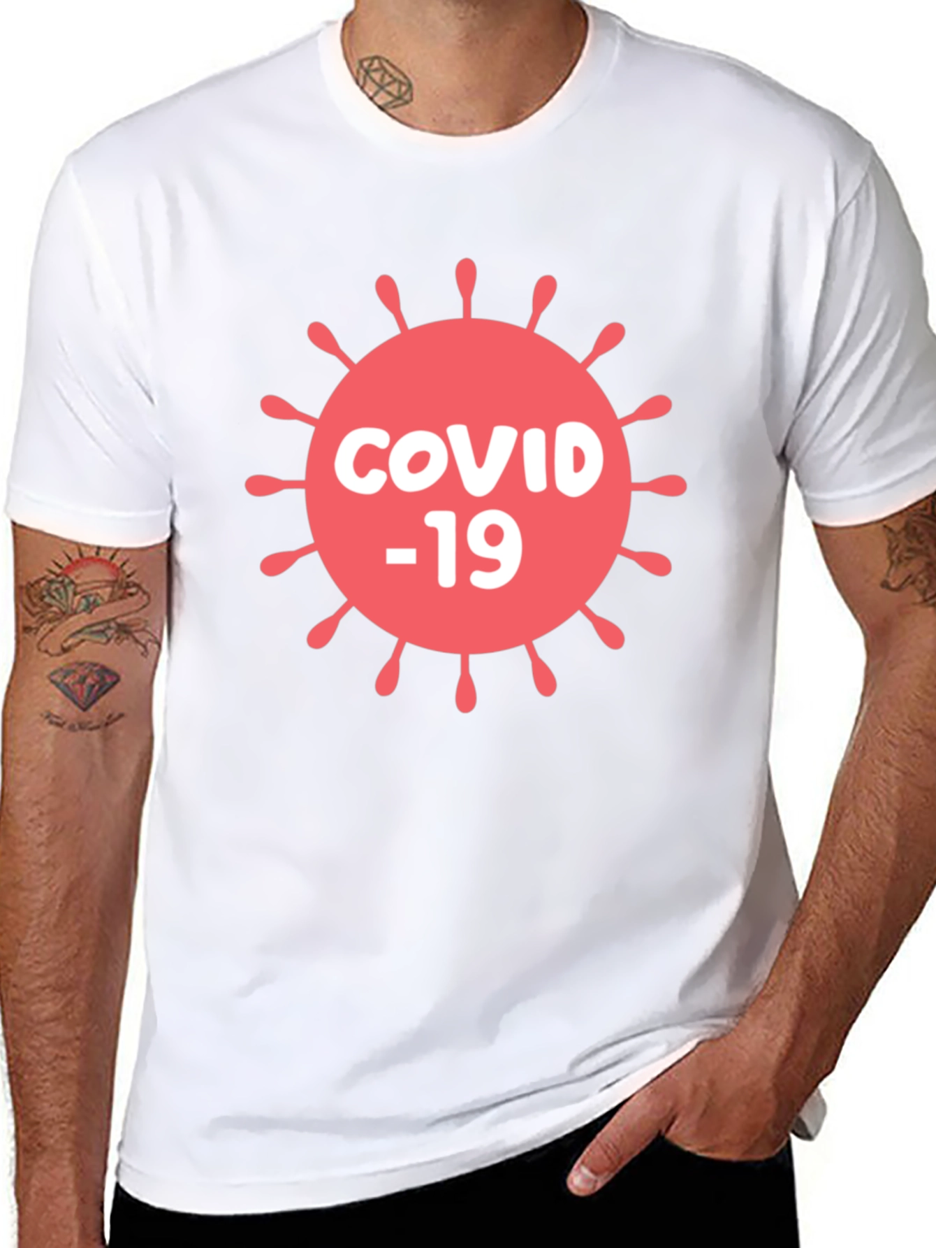 COVID-19 Graphic T-Shirt - Black Cotton Blend