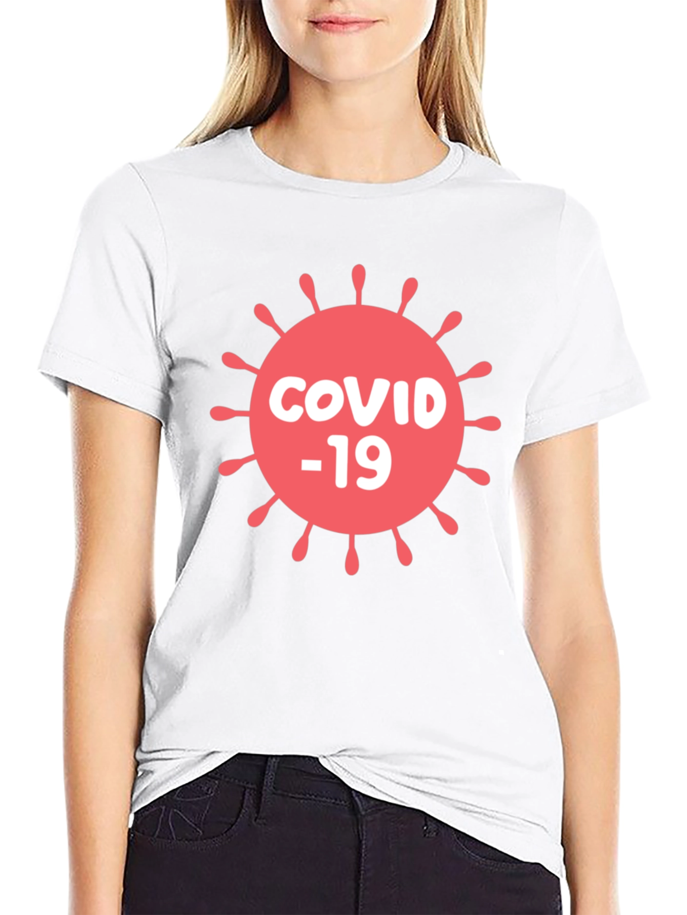 COVID-19 Graphic T-Shirt - Black Cotton Blend