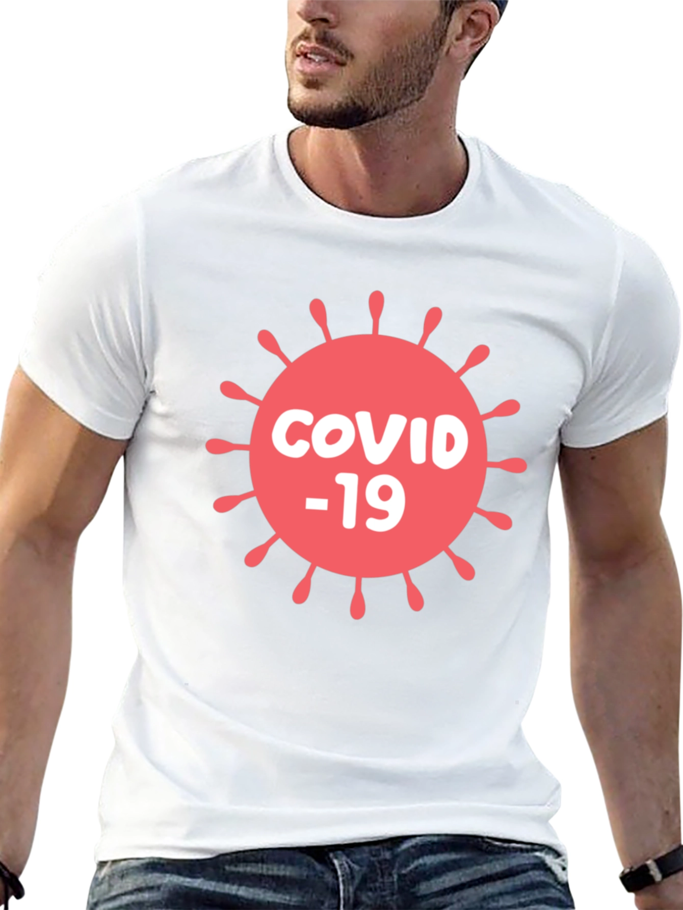 COVID-19 Graphic T-Shirt - Black Cotton Blend