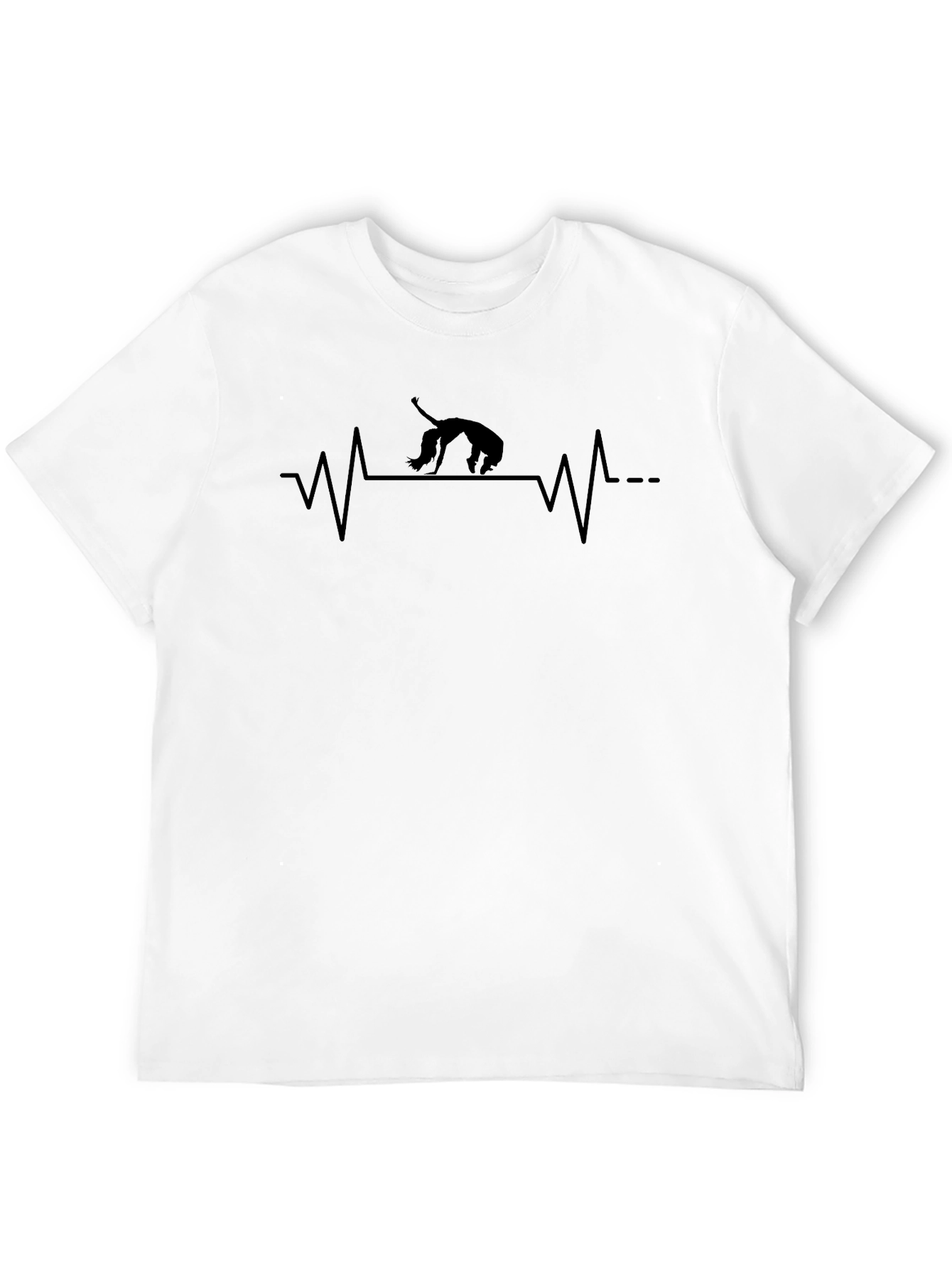 Cat Lover Heartbeat Graphic Tee - Black