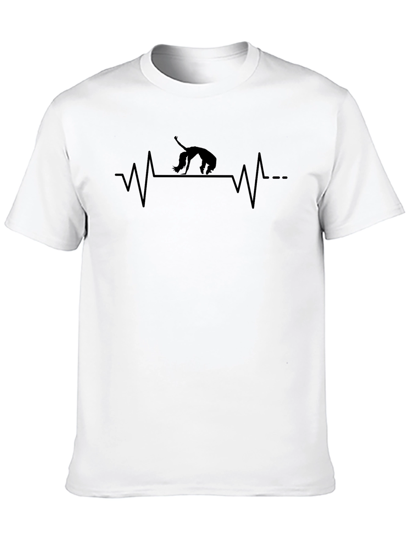 Cat Lover Heartbeat Graphic Tee - Black