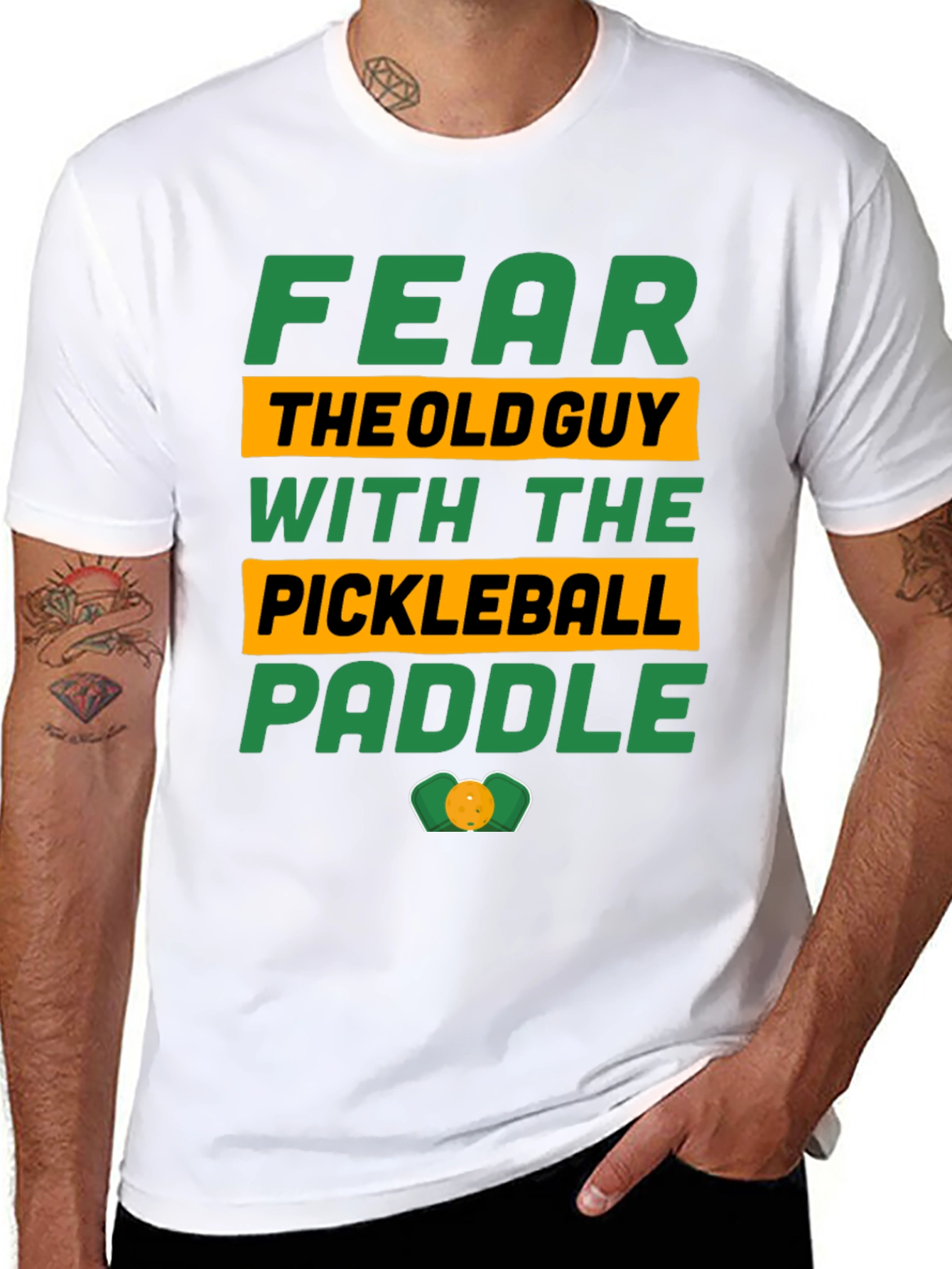 Fear the Old Guy Pickleball Paddle T-Shirt