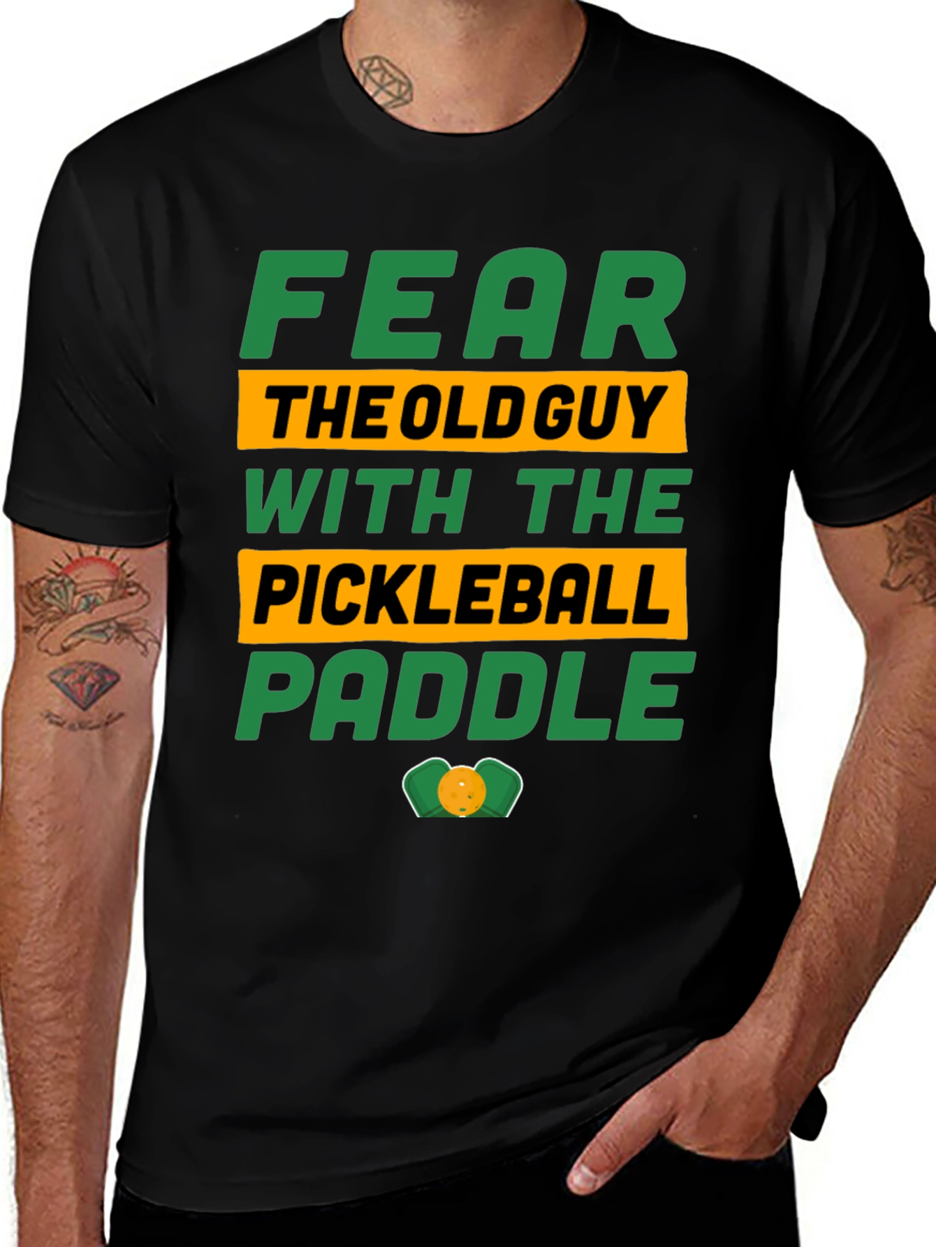 Fear the Old Guy Pickleball Paddle T-Shirt