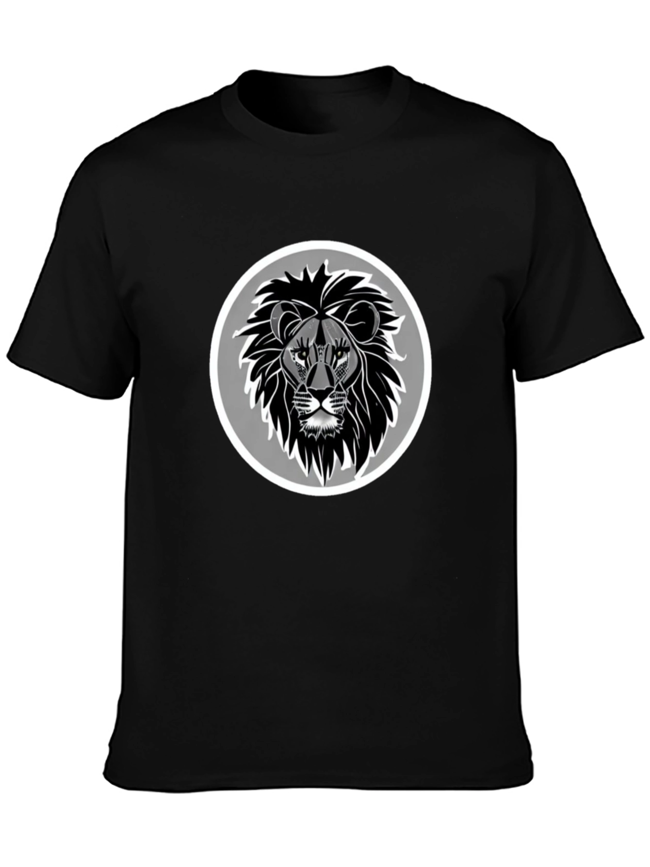 Lion Head Graphic Print Black T-Shirt