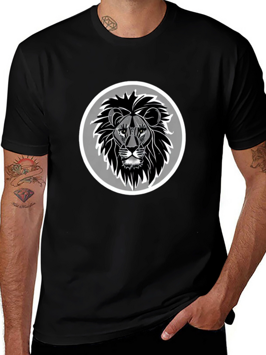 Lion Head Graphic Print Black T-Shirt