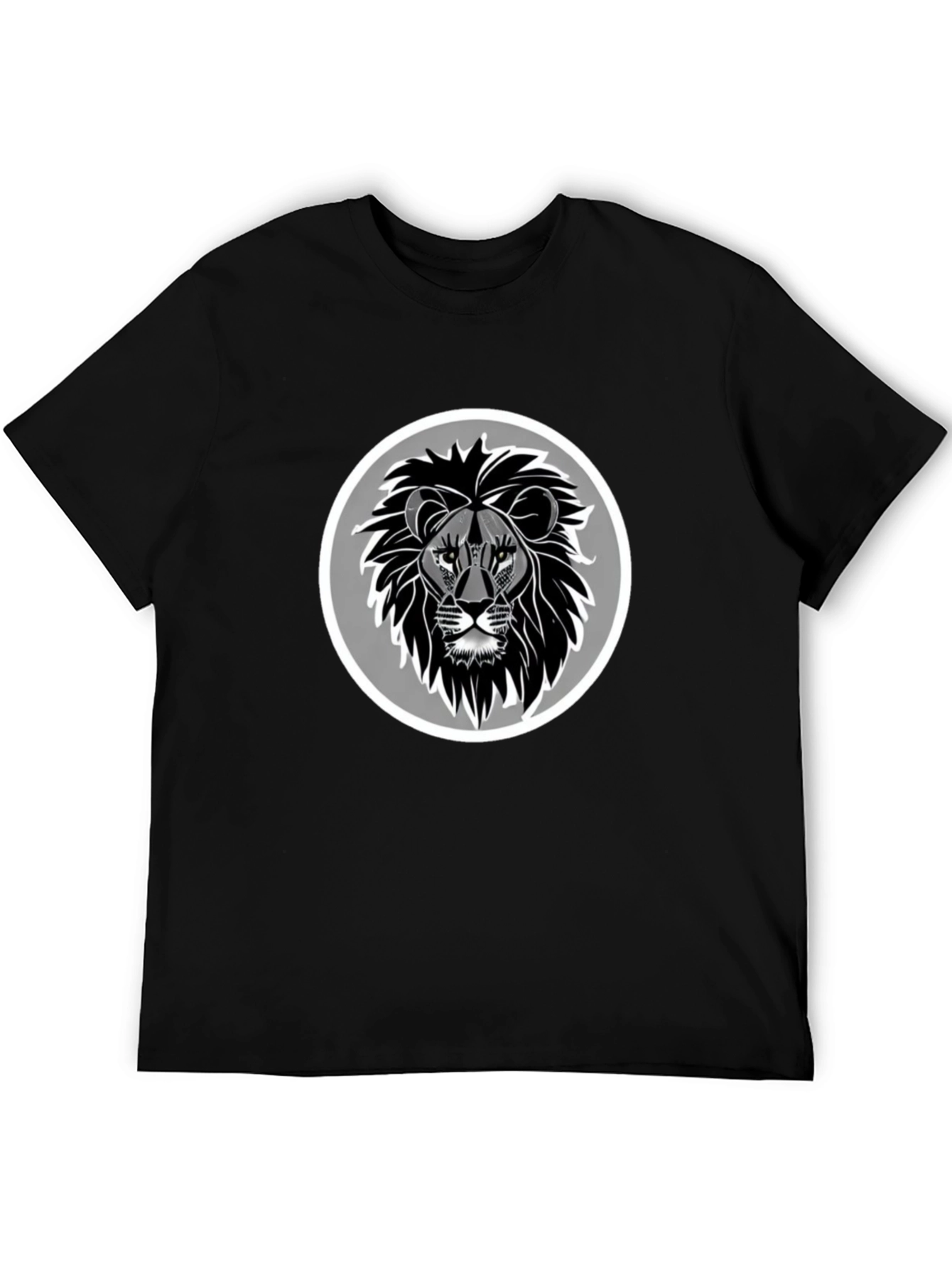 Lion Head Graphic Print Black T-Shirt