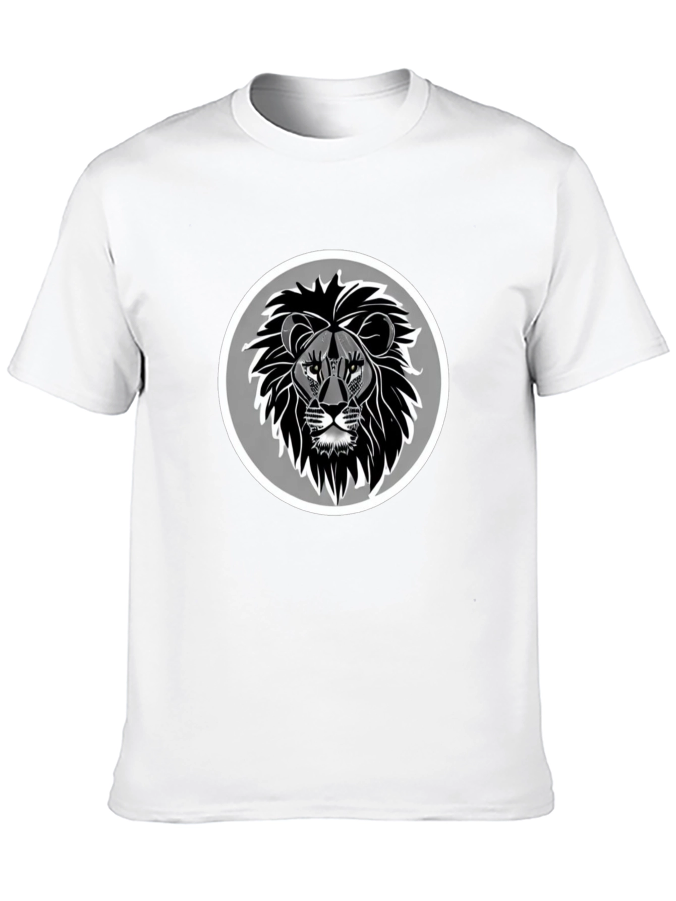Lion Head Graphic Print Black T-Shirt
