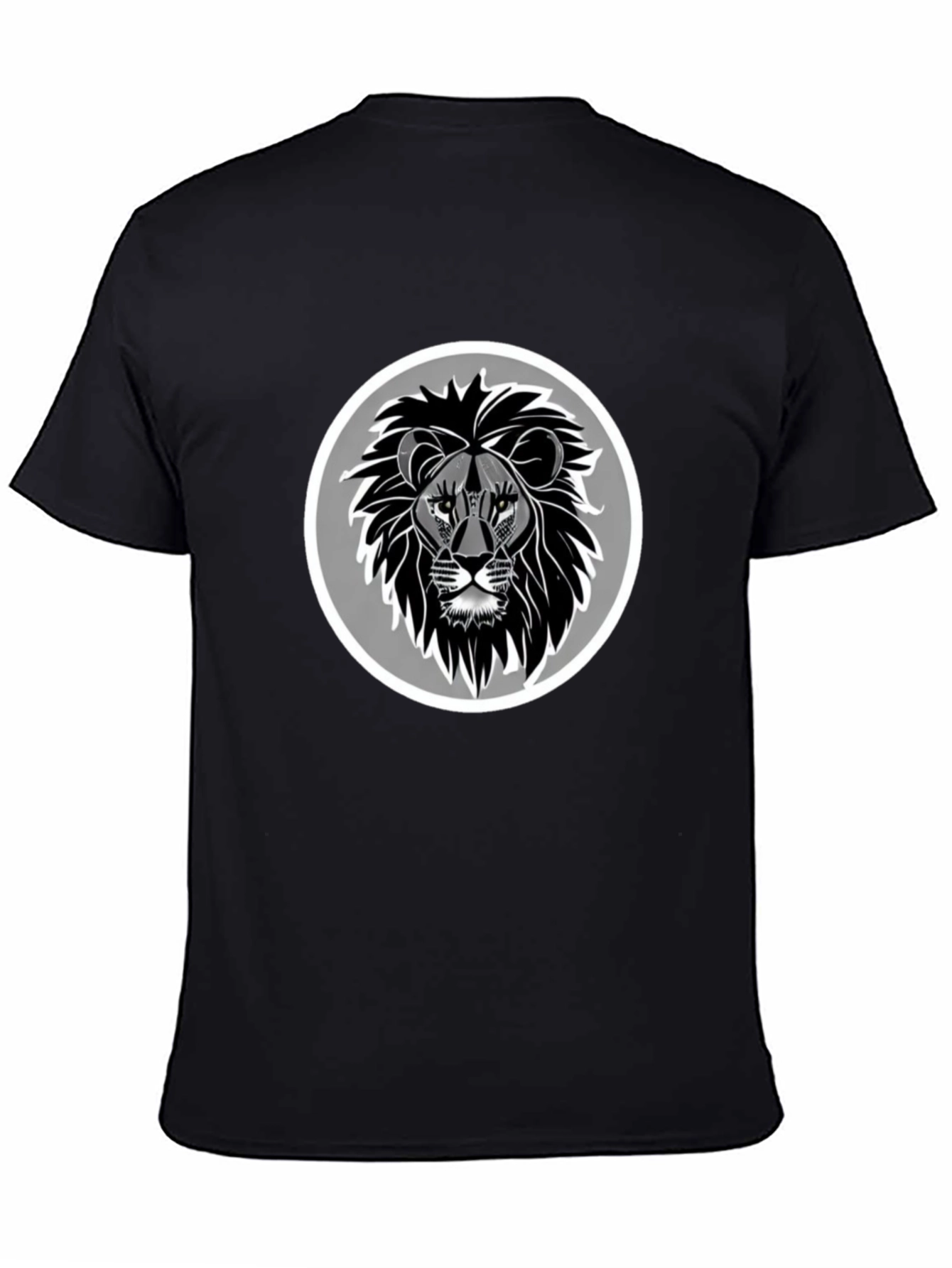 Lion Head Graphic Print Black T-Shirt