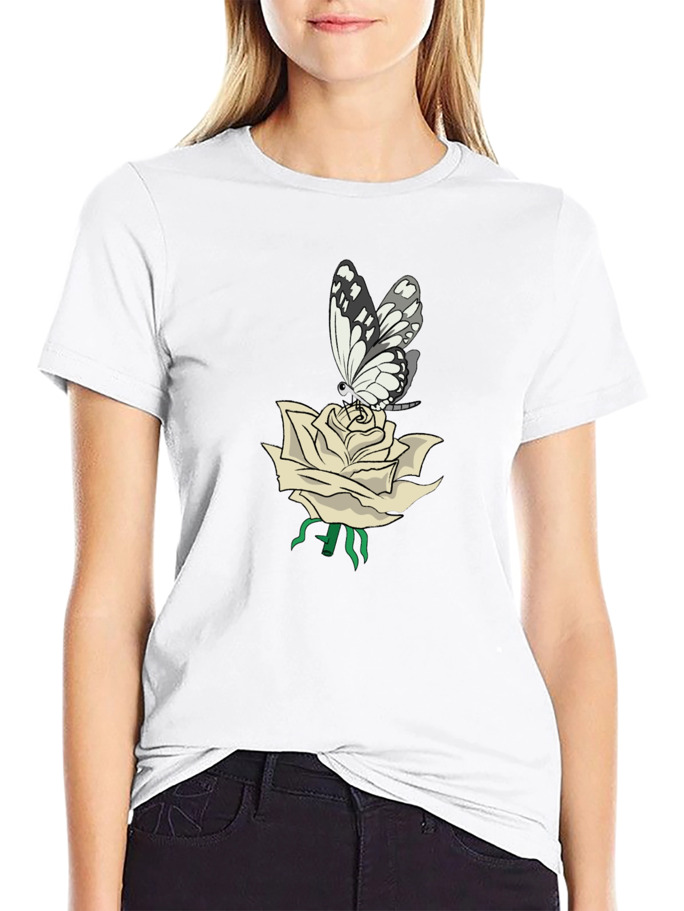 Butterfly Rose T-Shirt - Stylish Graphic Tee