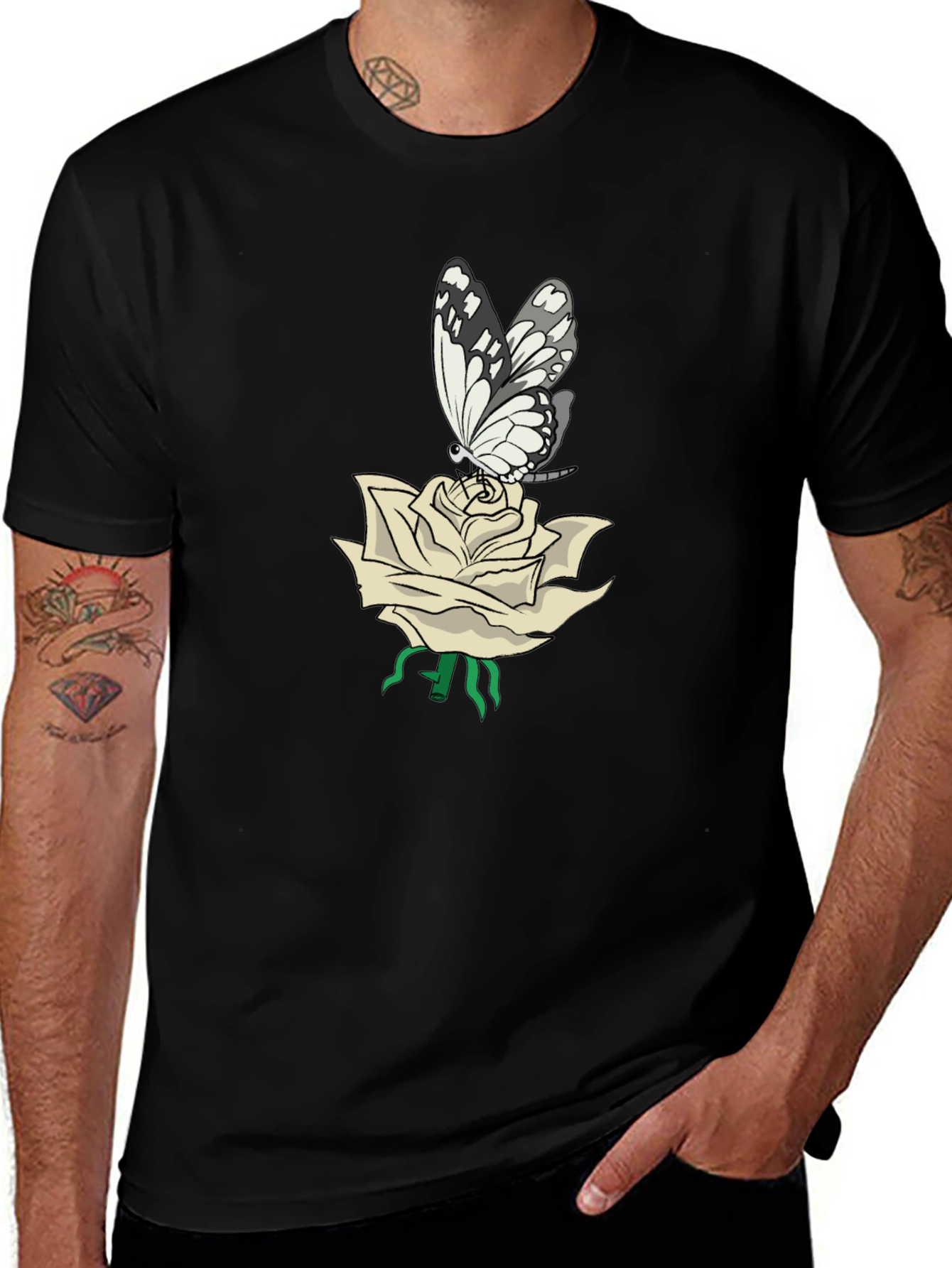 Butterfly Rose T-Shirt - Stylish Graphic Tee