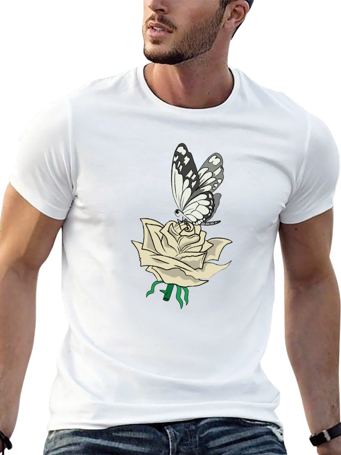 Butterfly Rose T-Shirt - Stylish Graphic Tee