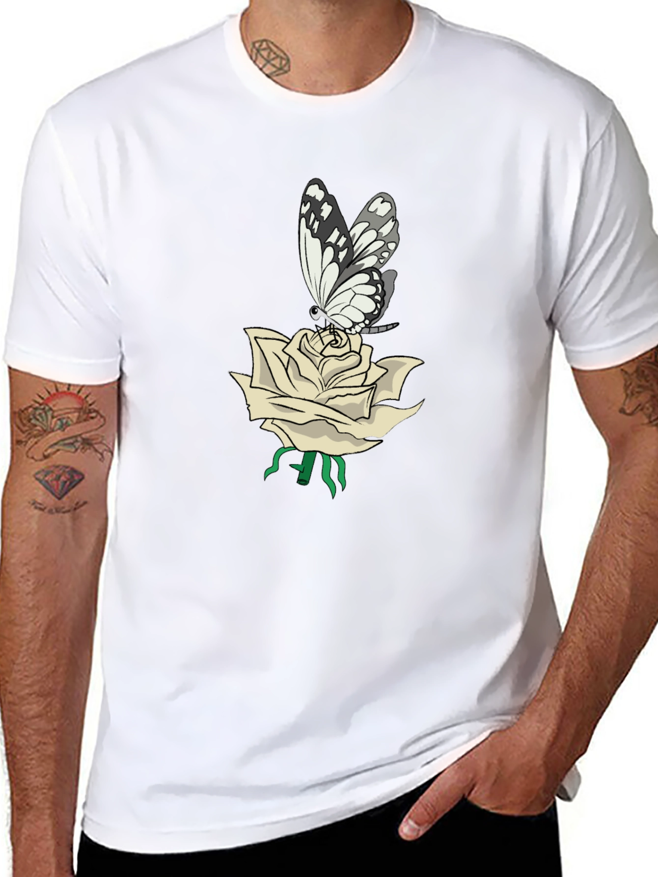 Butterfly Rose T-Shirt - Stylish Graphic Tee