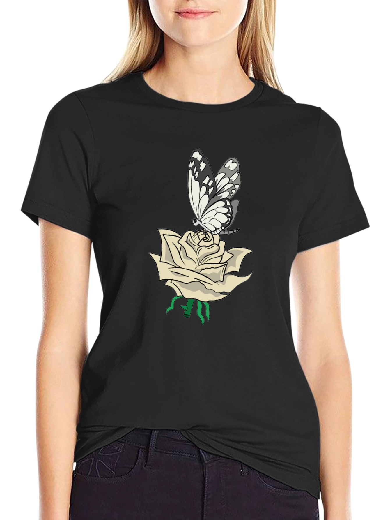 Butterfly Rose T-Shirt - Stylish Graphic Tee