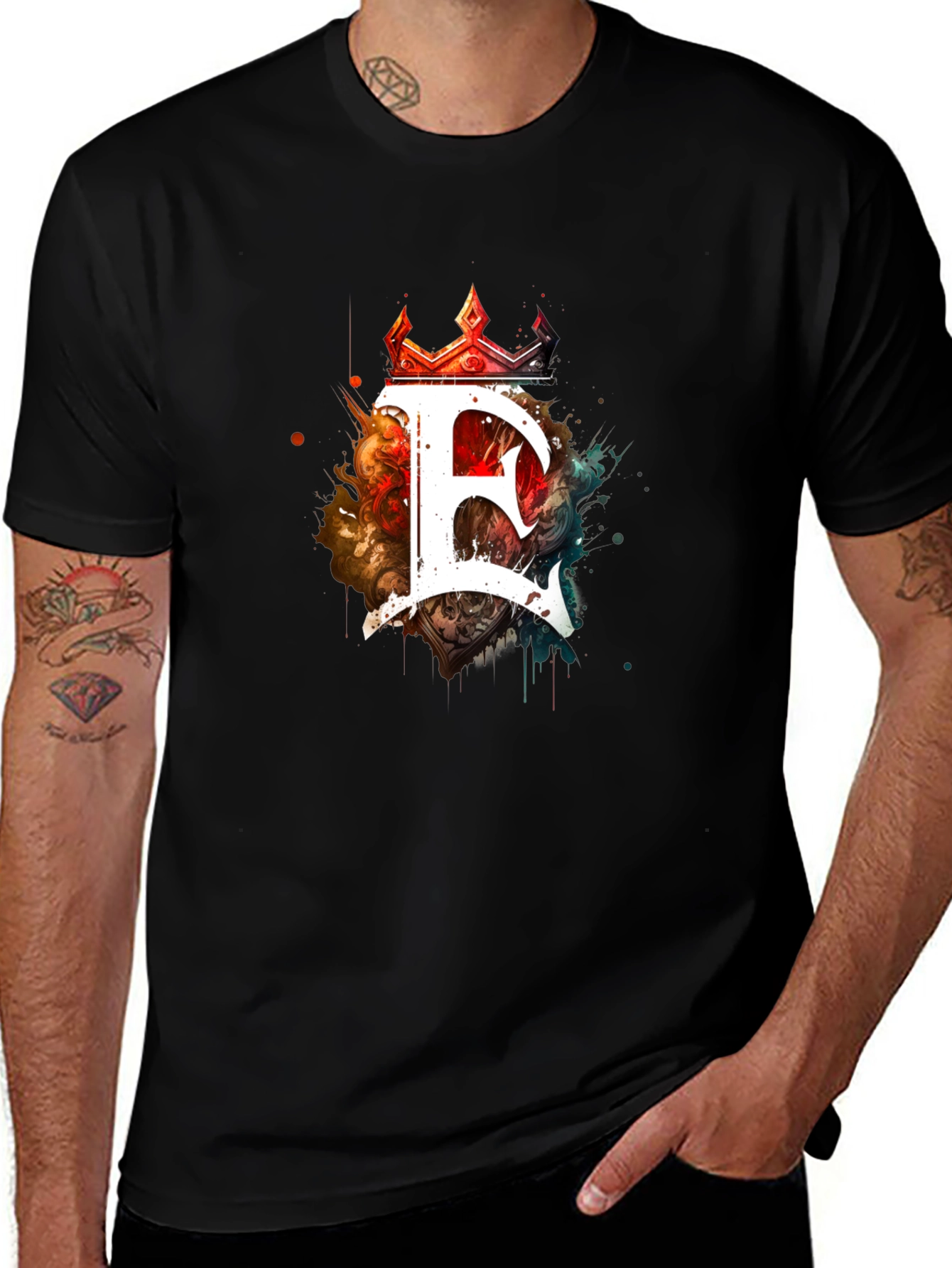 Crown E Graphic Black T-Shirt