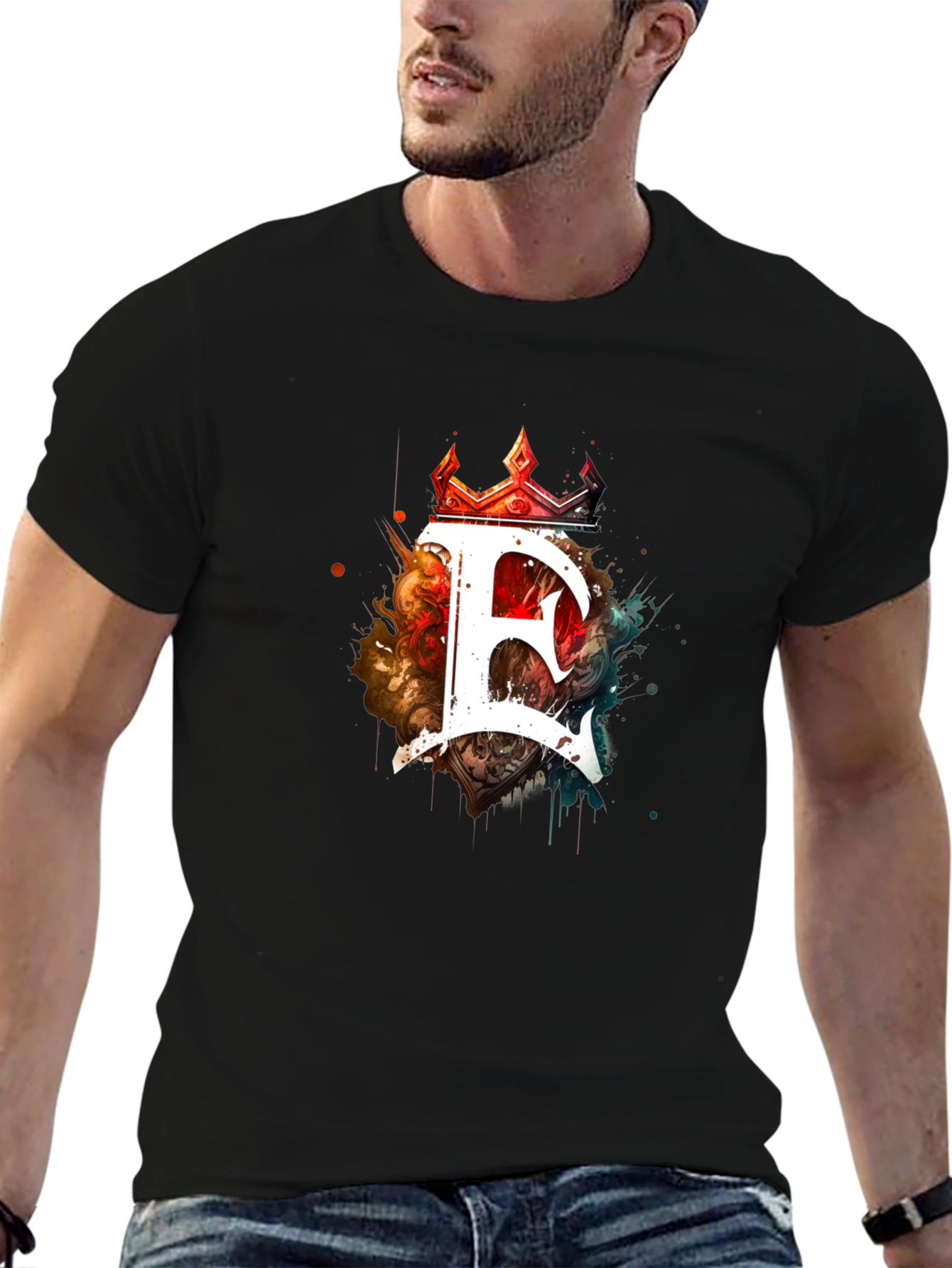 Crown E Graphic Black T-Shirt