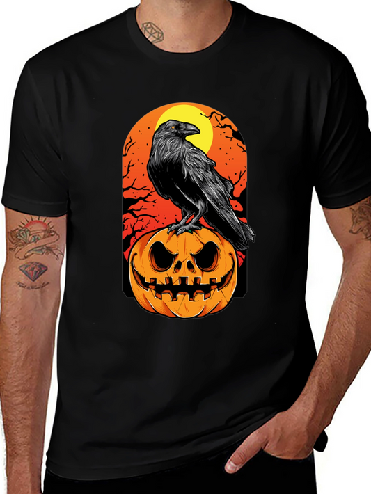 Raven on Pumpkin Halloween T-Shirt