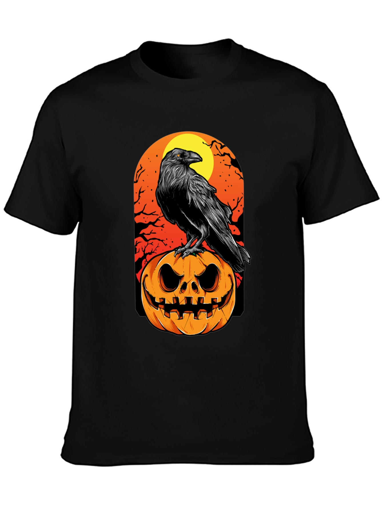 Raven on Pumpkin Halloween T-Shirt