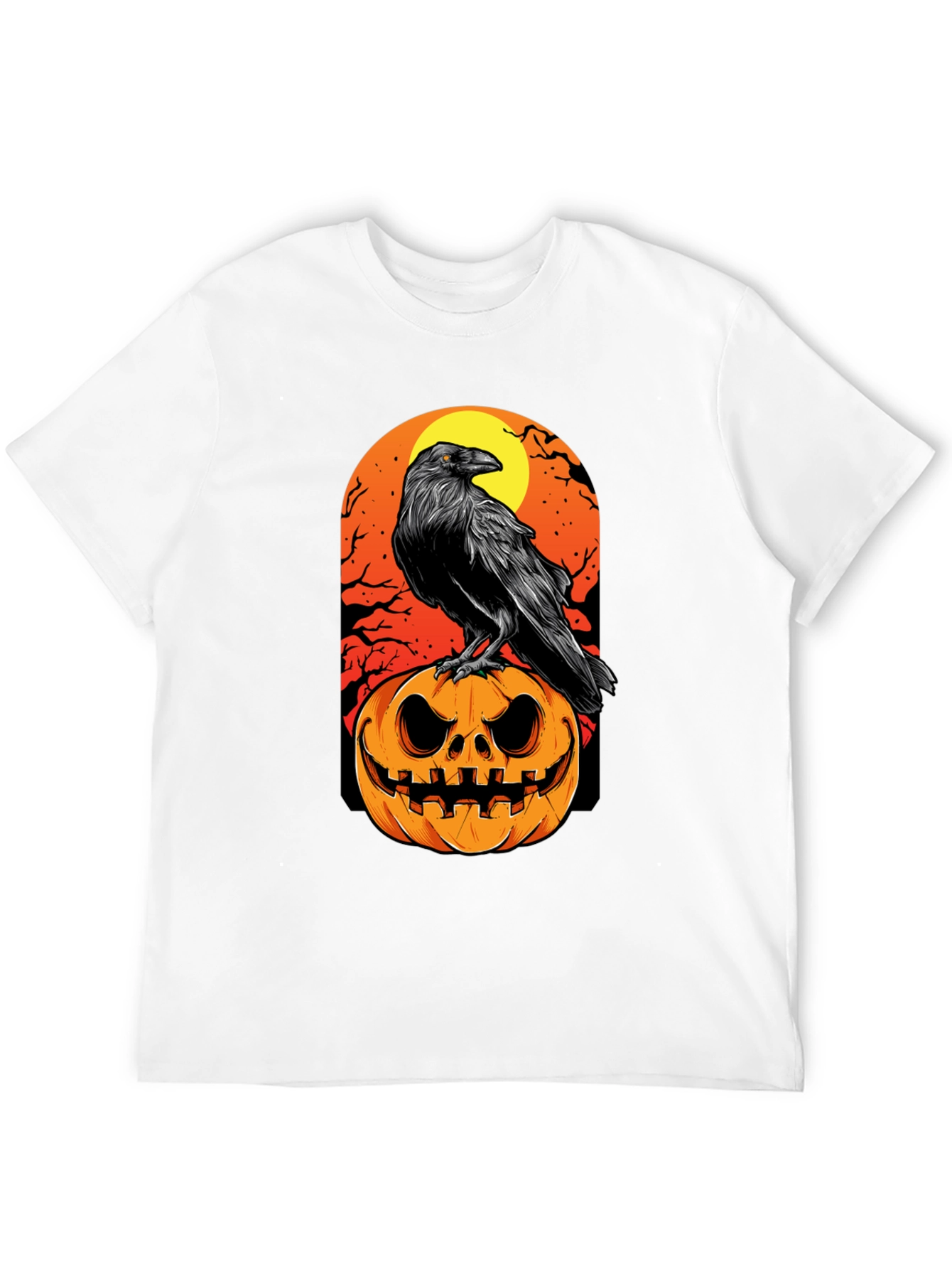 Raven on Pumpkin Halloween T-Shirt