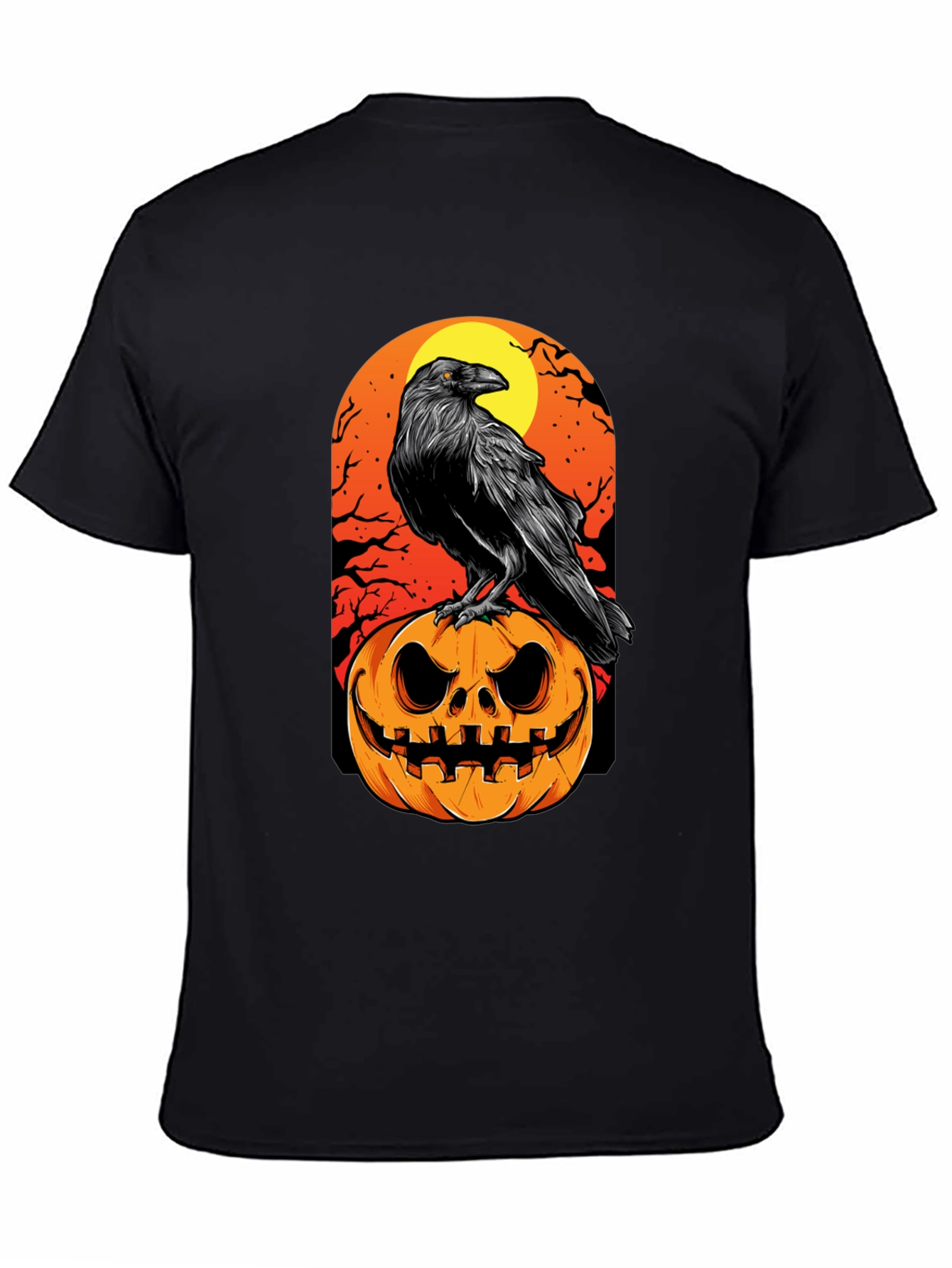 Raven on Pumpkin Halloween T-Shirt