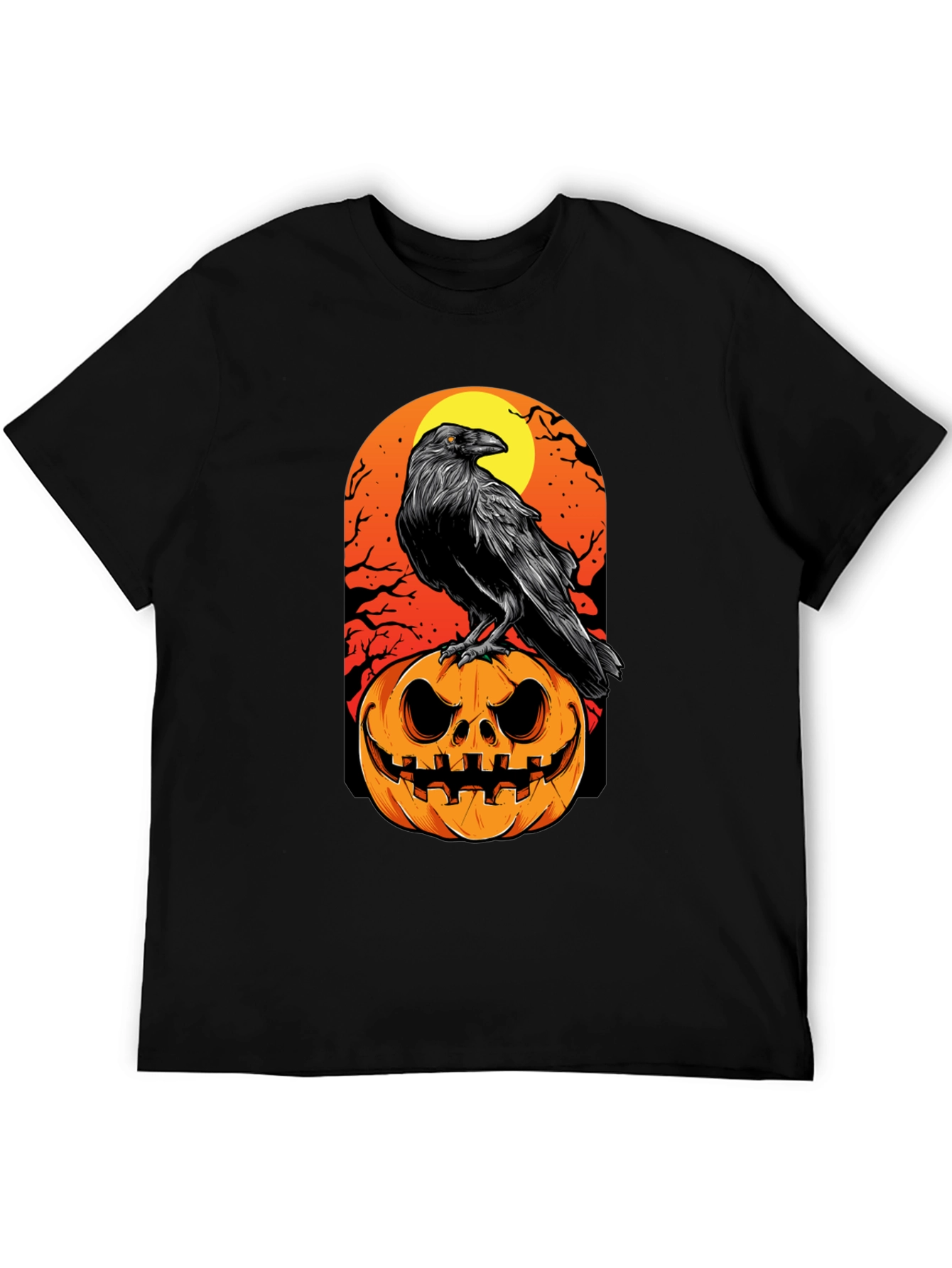 Raven on Pumpkin Halloween T-Shirt