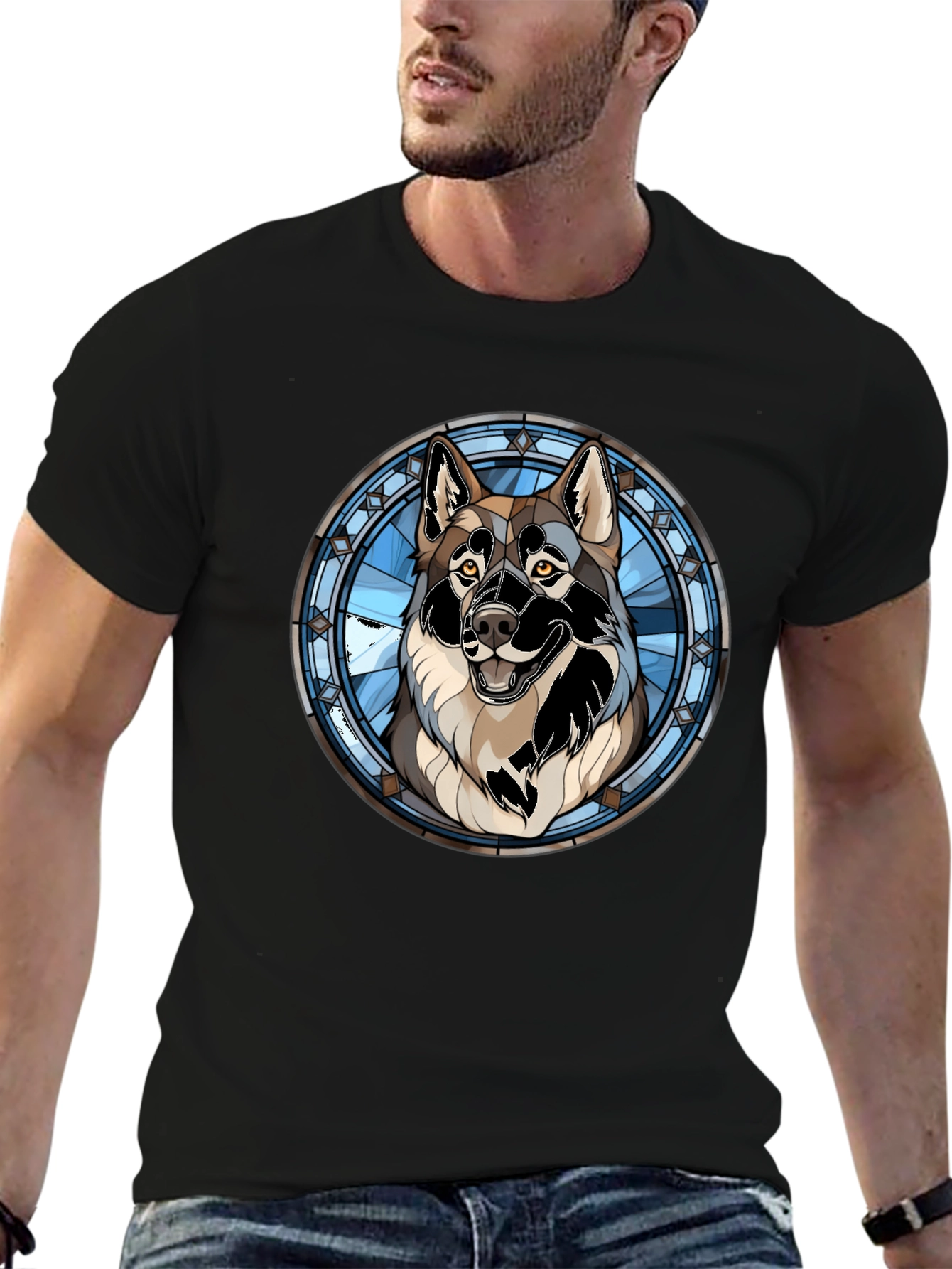 Wolf Stained Glass Graphic Tee - Black