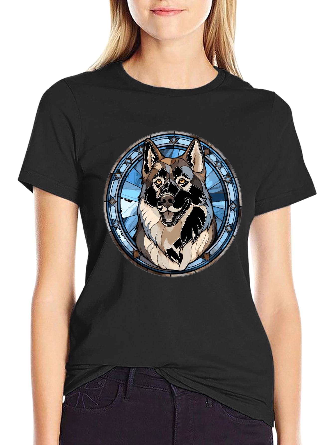 Wolf Stained Glass Graphic Tee - Black