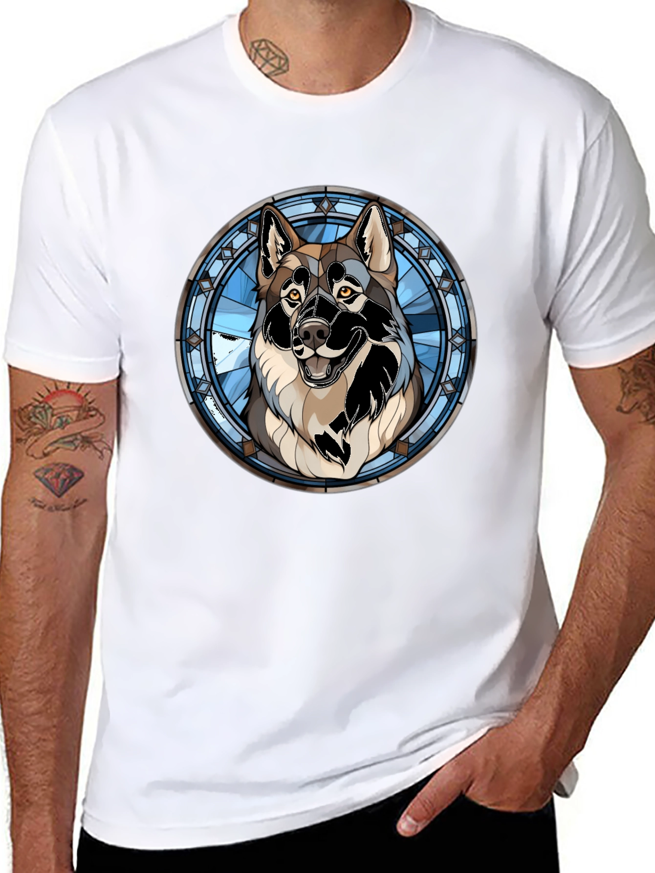 Wolf Stained Glass Graphic Tee - Black