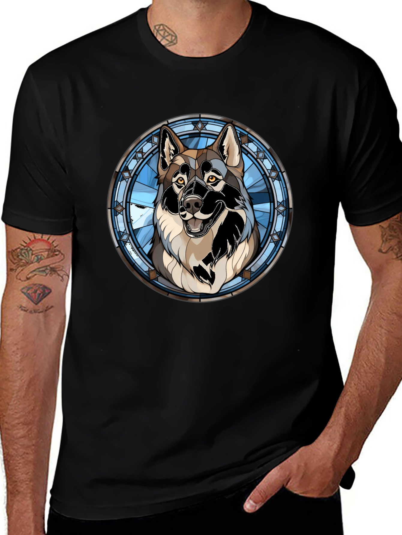 Wolf Stained Glass Graphic Tee - Black