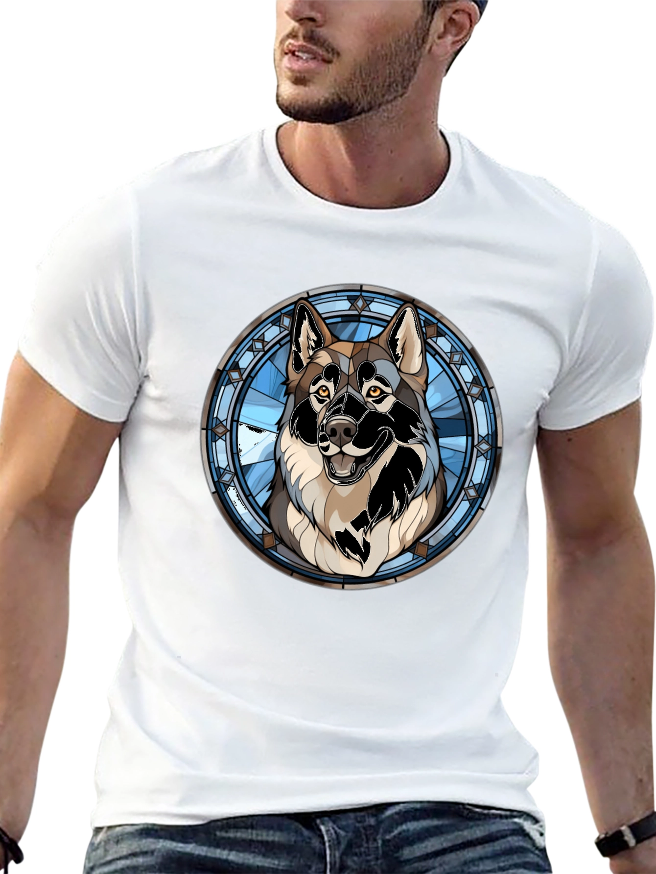 Wolf Stained Glass Graphic Tee - Black