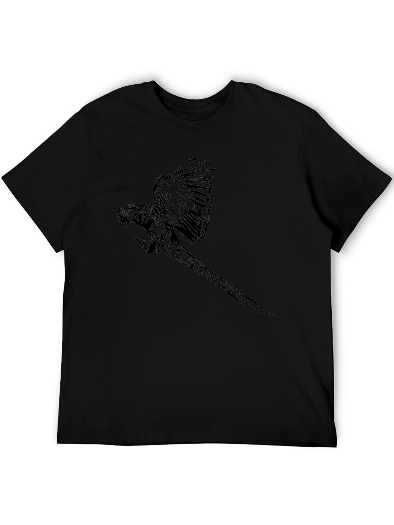 Black Parrot Graphic Tee - Mens Casual T-Shirt