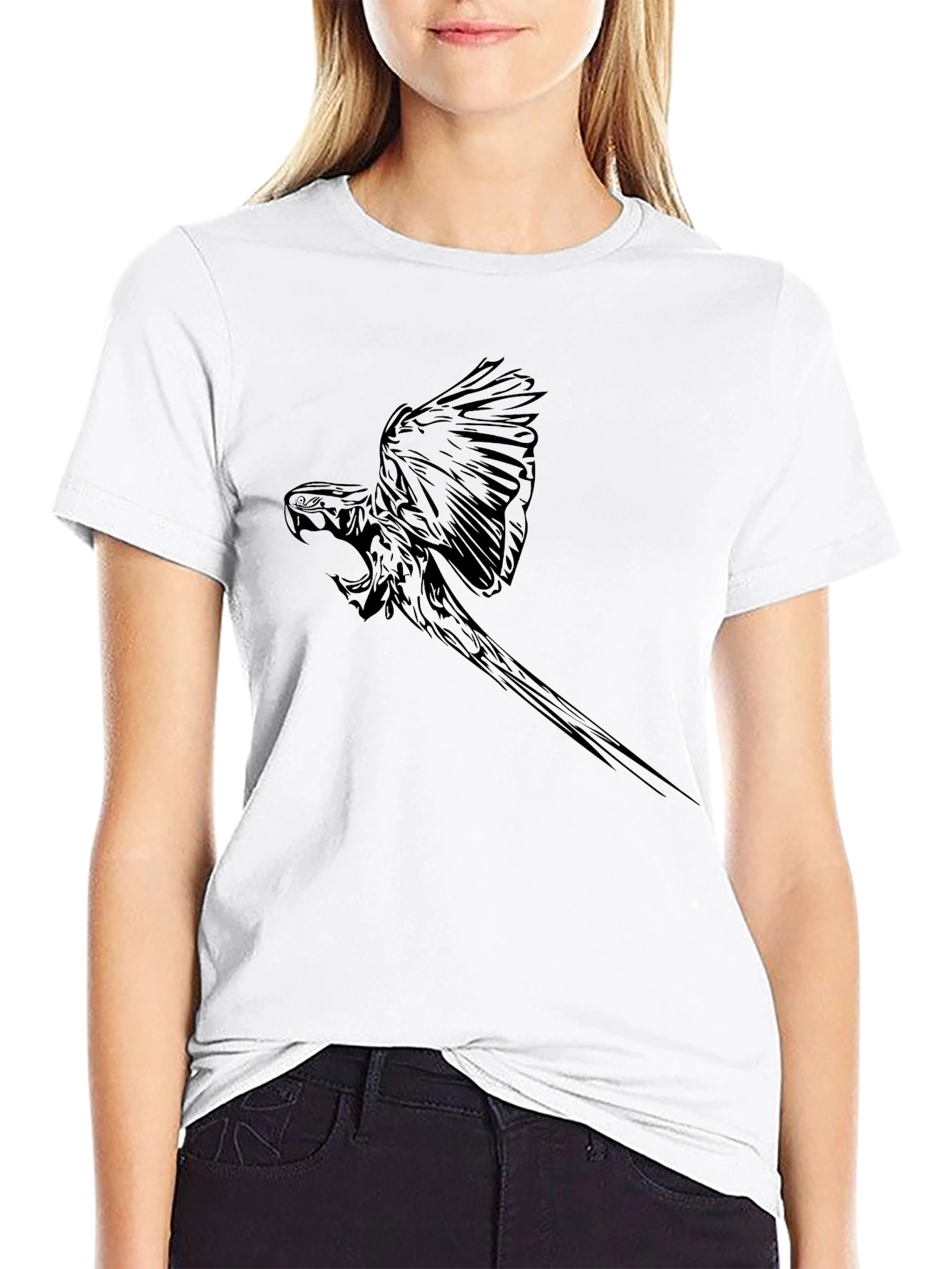Black Parrot Graphic Tee - Mens Casual T-Shirt
