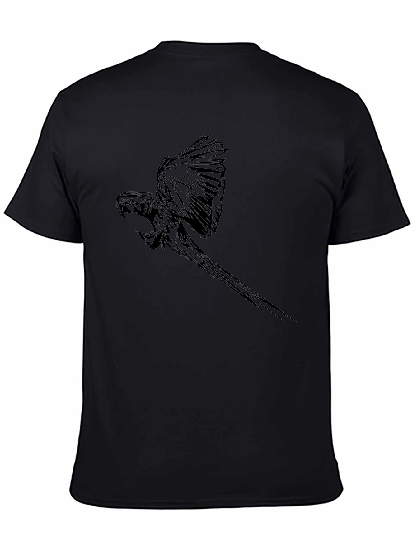 Black Parrot Graphic Tee - Mens Casual T-Shirt