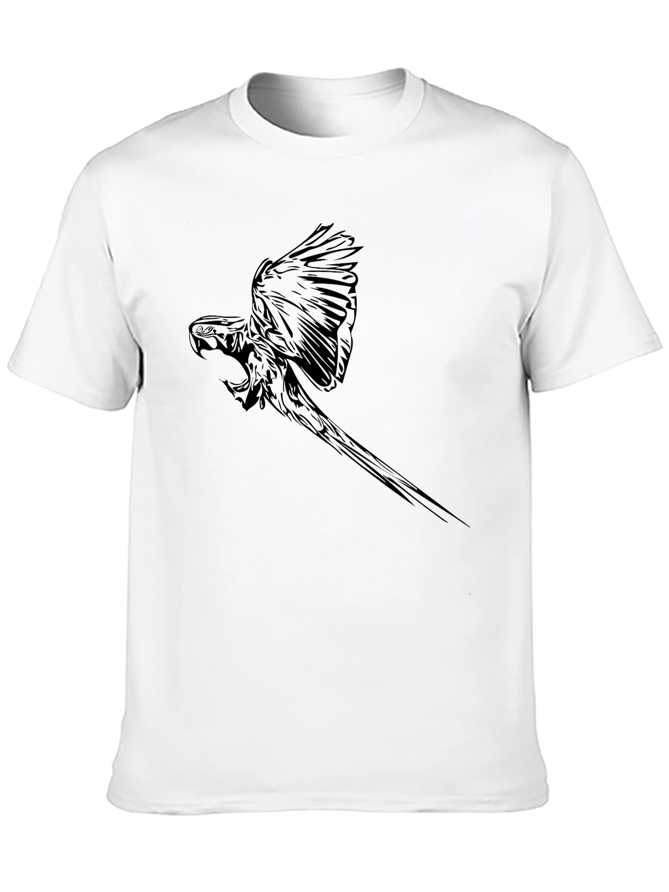 Black Parrot Graphic Tee - Mens Casual T-Shirt